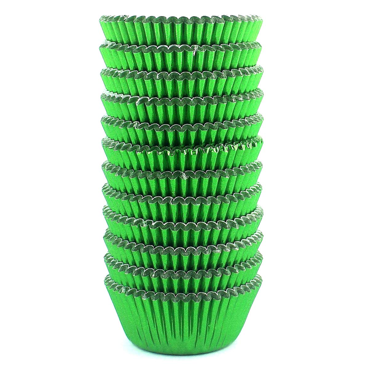 Eoonfirst Mini Foil Metallic Cupcake Liners Christmas Days Muffin Paper Baking Cups 300 Pcs (Green)