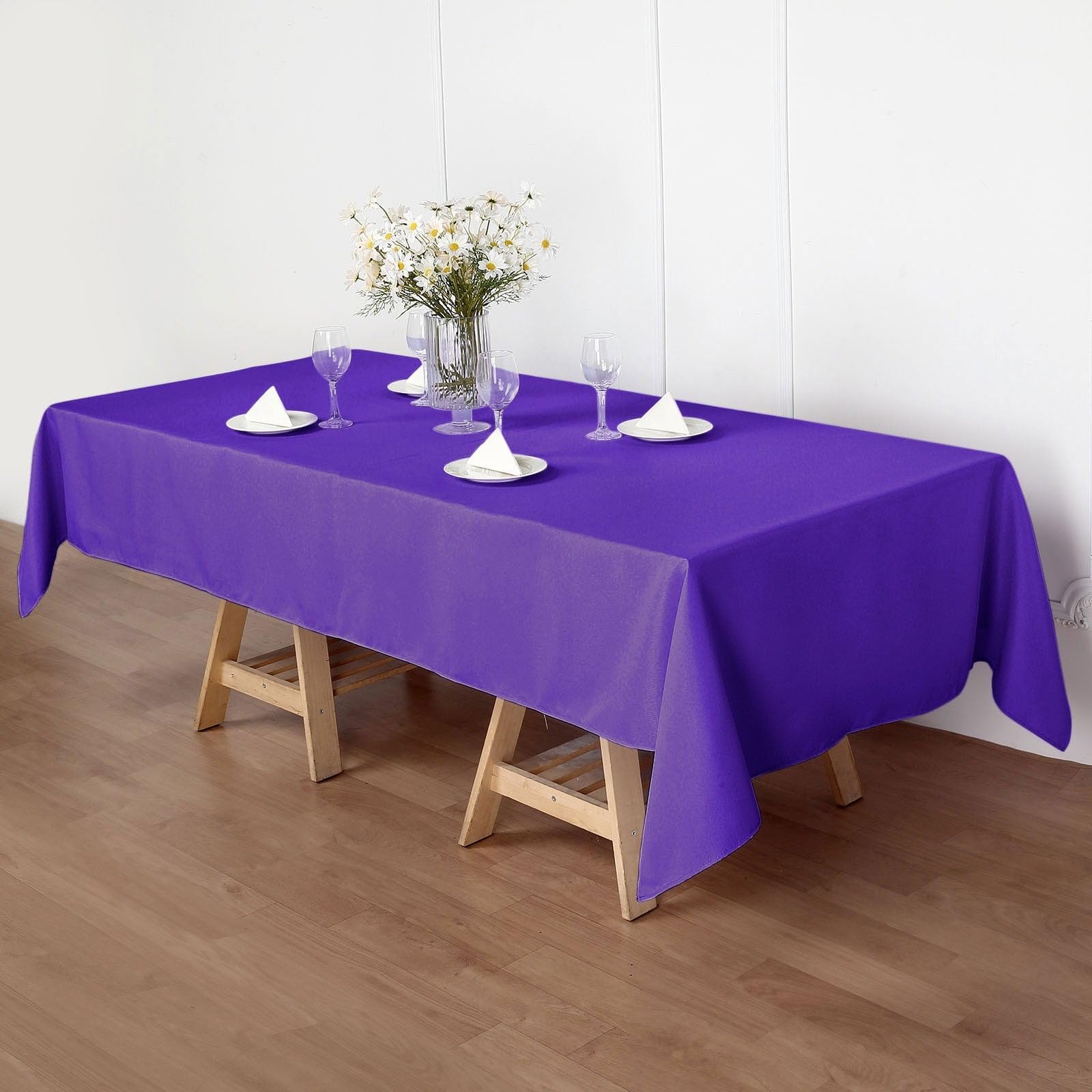 Balsacircle 60X102-Inch Purple Rectangle Polyester Tablecloth Table Cover Linens For Wedding Party Events Kitchen Dining