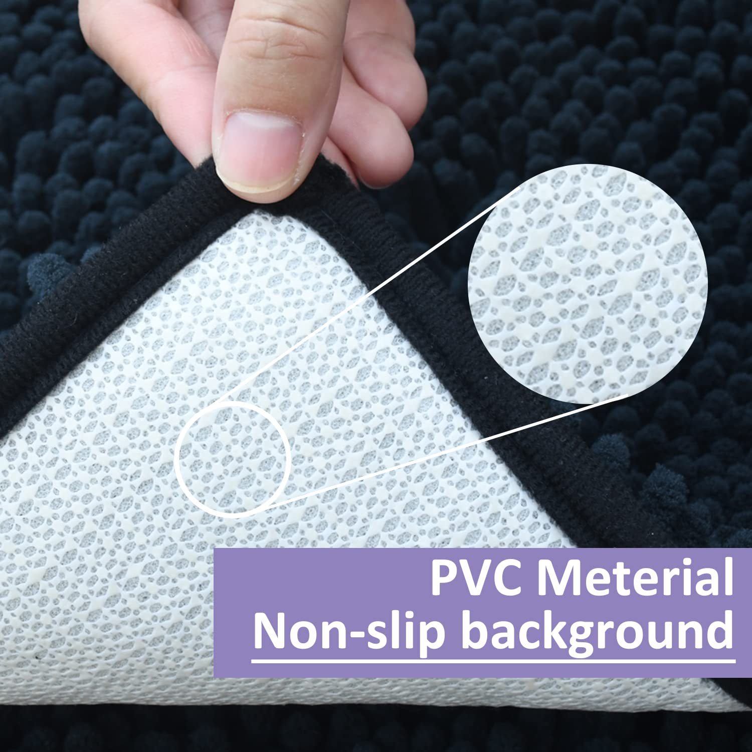 Bathroom Rugs Set 2 Piece Thick Chenille Bath Mats,Soft Quick Dry Bathroom Mats Plush Absorbent Bath Rugs With Non-Slip Pvc Back