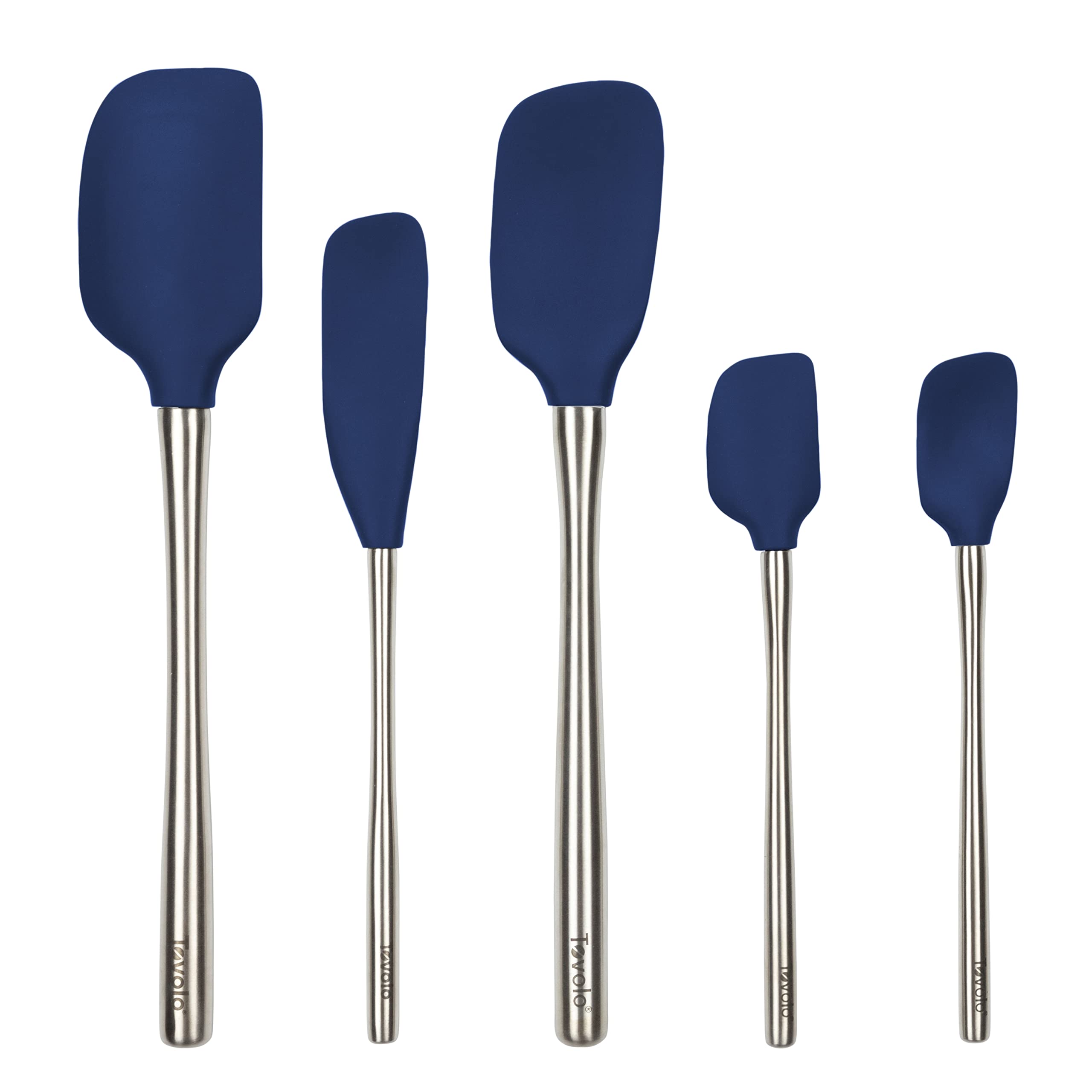 Tovolo Flex-Core Stainless Steel Handled Spatula Set of 5 for Meal Prep, Cooking, Baking, and More
