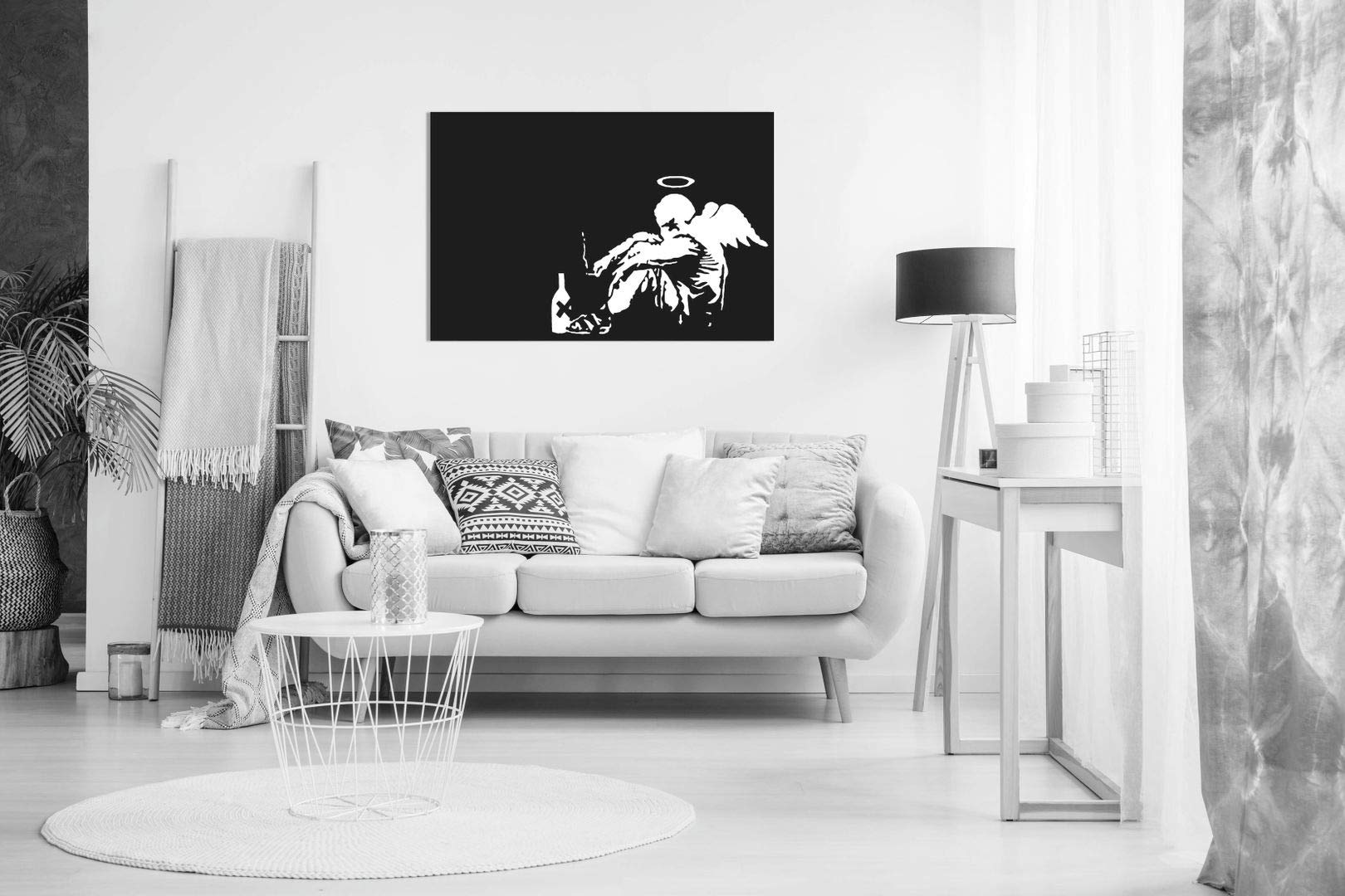 Banksy Fallen Angel Graffiti Canvas Wall Art Picture Print (36X24In)