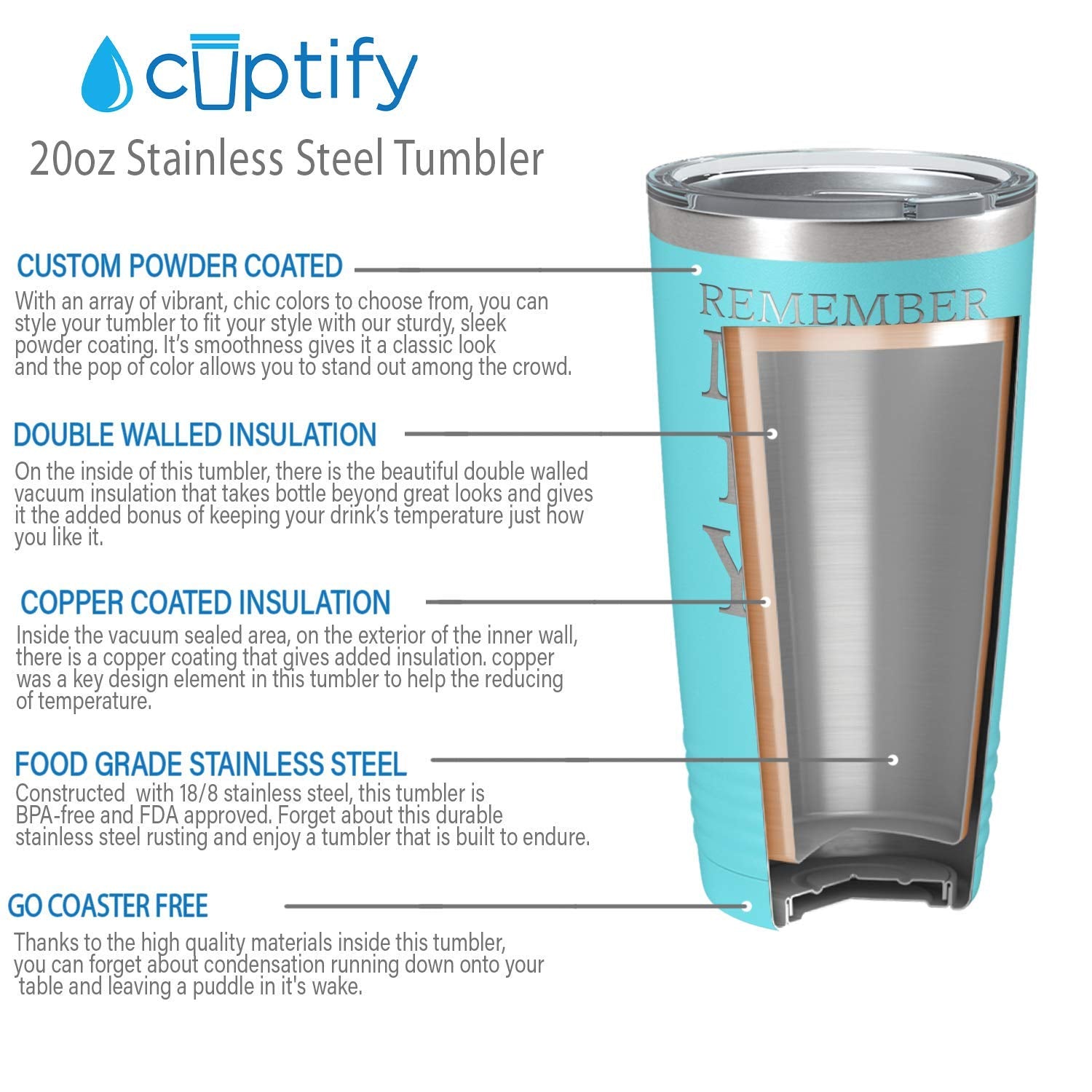 Remember Mom I Love You Gift For Mom Birthday Lite Blue 20 Oz Stainless Steel Tumbler With Lid Insulated Cup