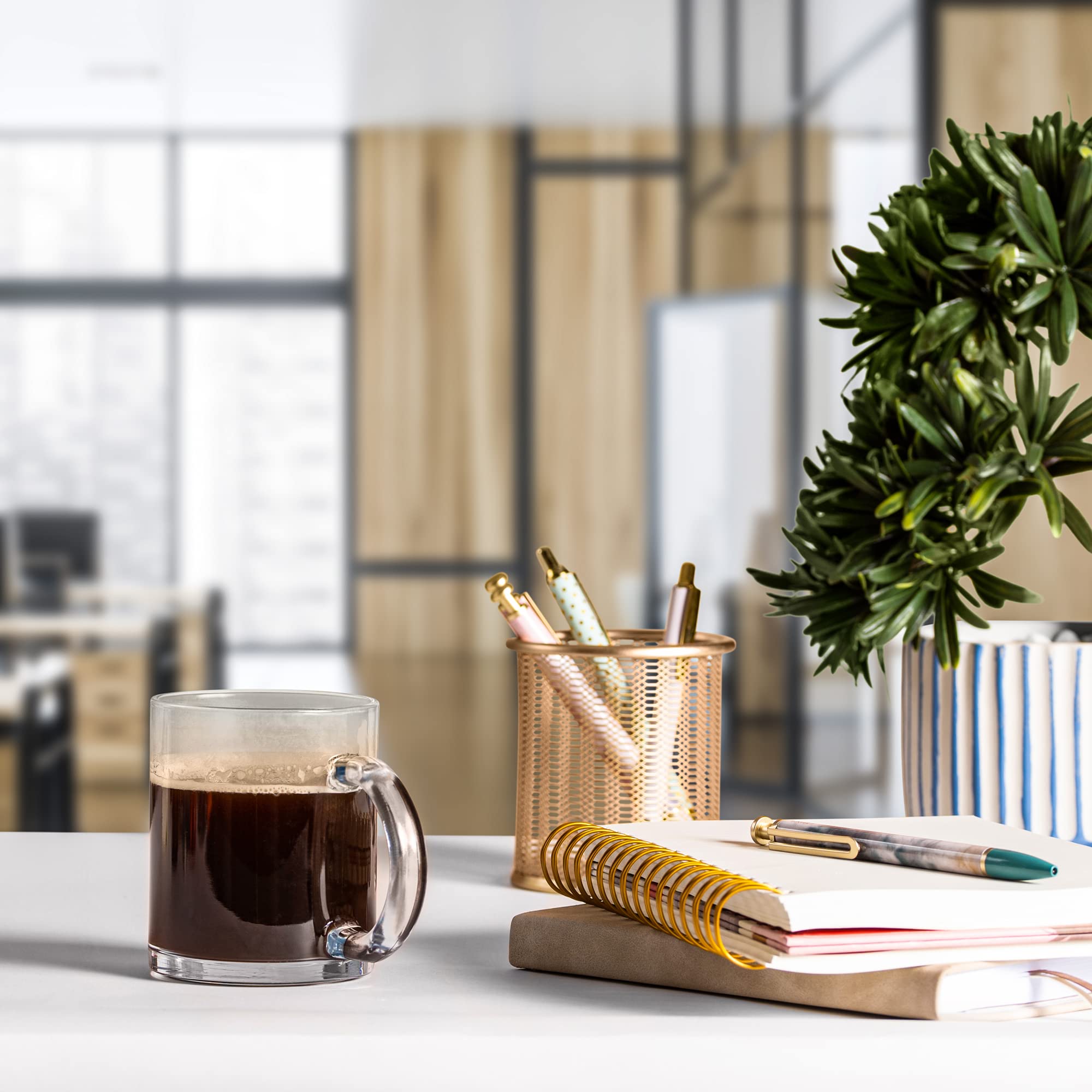 Set Of 6 Glass Mugs With Handles, Clear Glass Teacups Infusion Mug, Coffee Cups Perfect For Cappuccino, Latte, Tea, Espresso - D