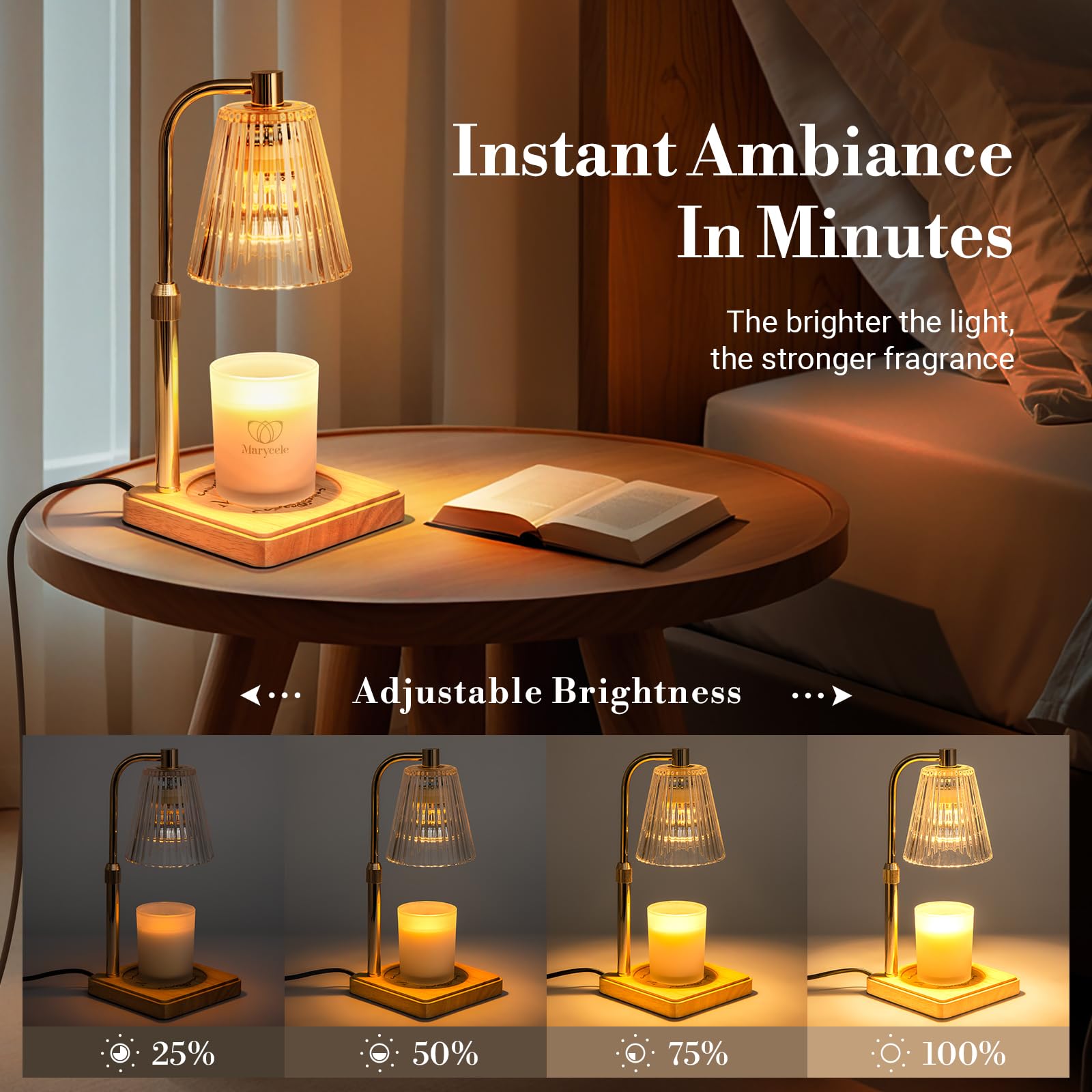 Marycele Candle Warmer Lamp with Timer for Yankee Candles, Adjustable Height Wax Melt Warmer, Birthday Gifts for Mom Women Siste