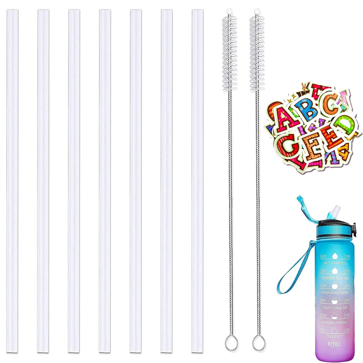 Miracredo 7 Pcs Replacement Straws For Simple Modern, Fit Giotto, Fit Thermoflask And For More Water Flask, Straws Fit Takeya Re