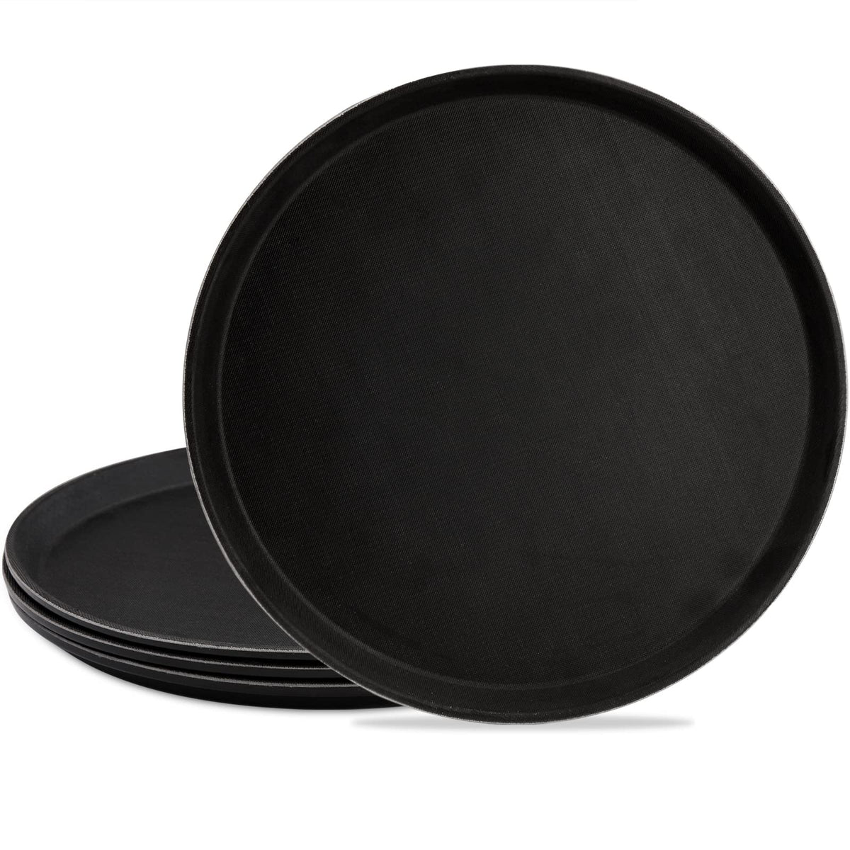 Topzea 4 Pack Plastic Server Tray, 14 Inch Round Serving Tray Restaurant Serving Tray Non-Slip Bar Tray Cafeteria Tray For Eatin