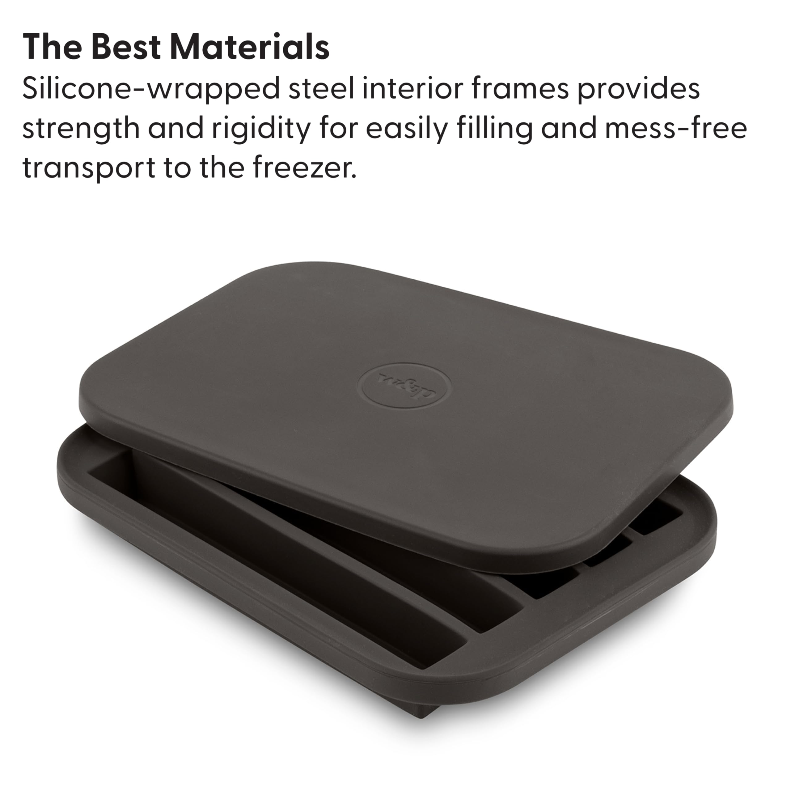 W&P Peak Silicone Water Bottle Ice Tray W Protective Lid  Charcoal Easy To Remove Ice  Food Grade Premium Silicone  Dishwasher S
