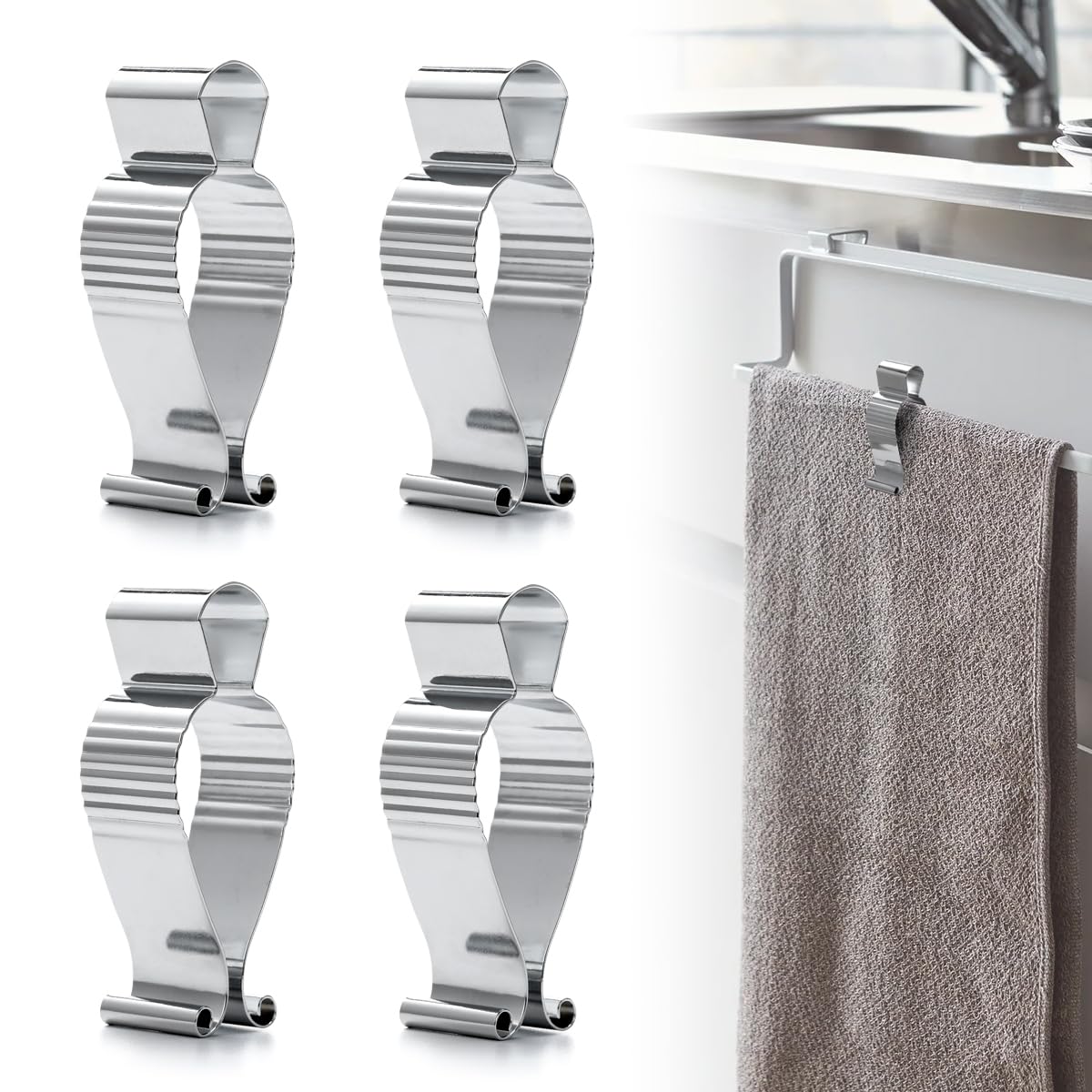 Aieve 4 Pcs Towel Clips, Hand Towel Clips For Kitchen Or Bathroom, Towel Clips For Oven Handle, Dishwasher, Stove