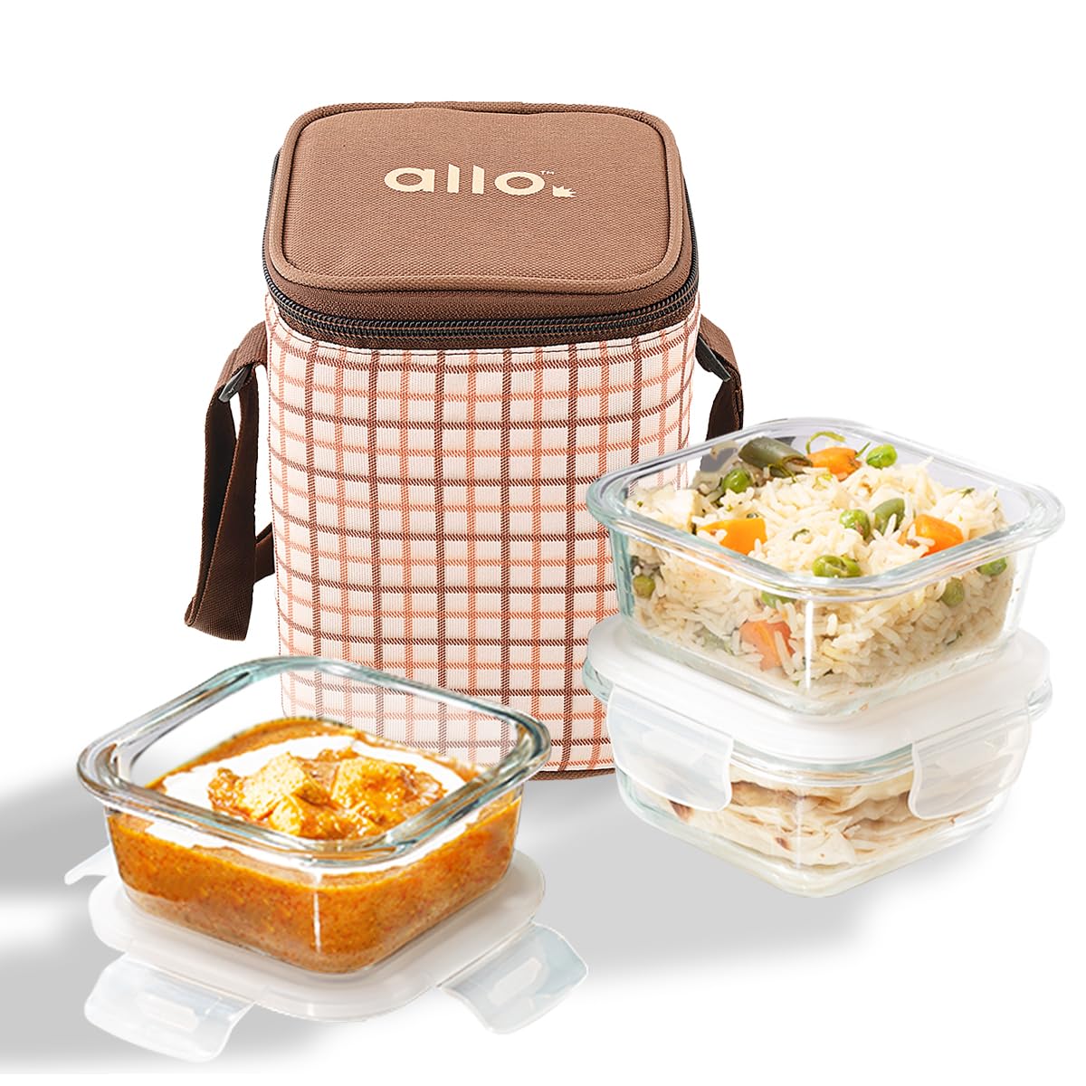 Allo Food Safe Borosilicate Glass Lunch Box, 450C Microwave Safe Lunch Box, Borosilicate Borosilicate Glass Tiffin for Office wi