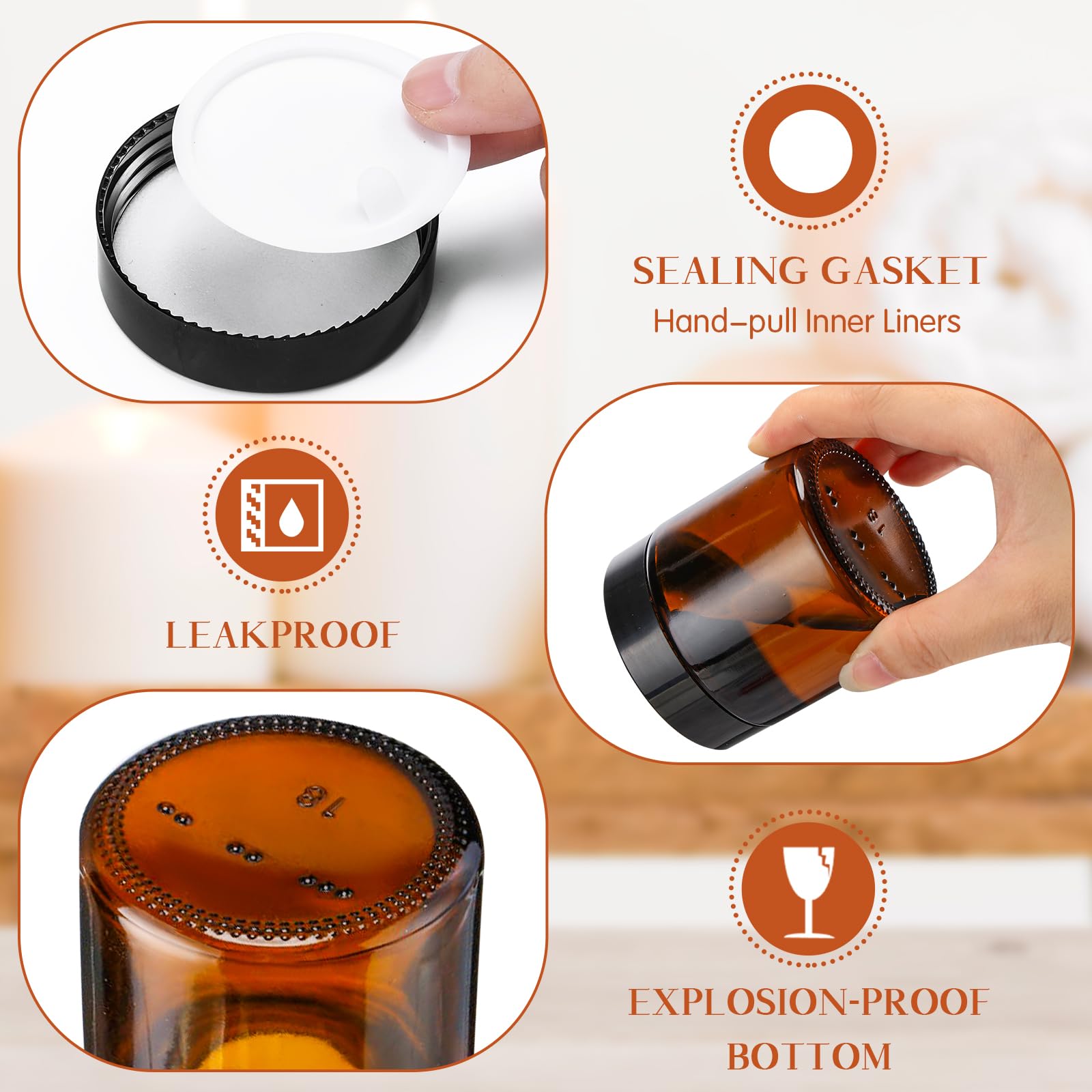 Norme 4 Oz Glass Jars With Lids Leakproof Round Airtight Jars Empty Cosmetic Jars With Inner Liners Lid For Storing Lotions Powd