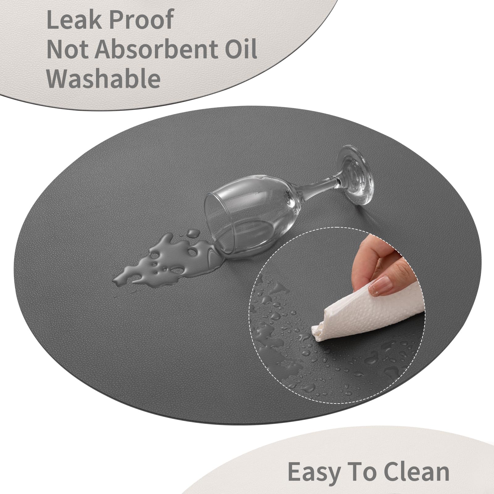 Myir Jun Round Table Placemats Set Of 6 Faux Leather Place Mats And Coasters 15 Inch Round Placemats Dual Sided Placemats Non-Sl