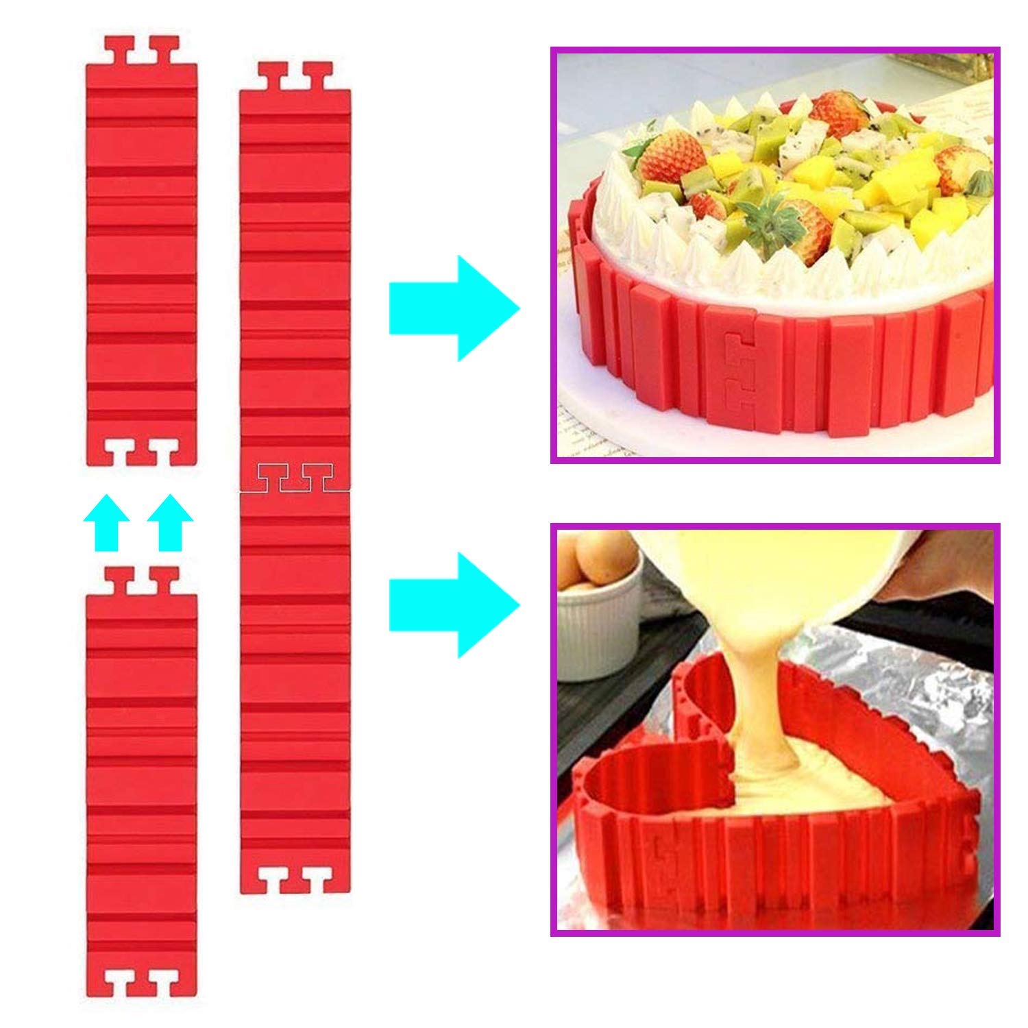 8 Pcs Silicone Cake Mold, Woohome Cake Pan Snake Diy Baking Mould Magic Bake Tools - Design Your Cakes Any Shape