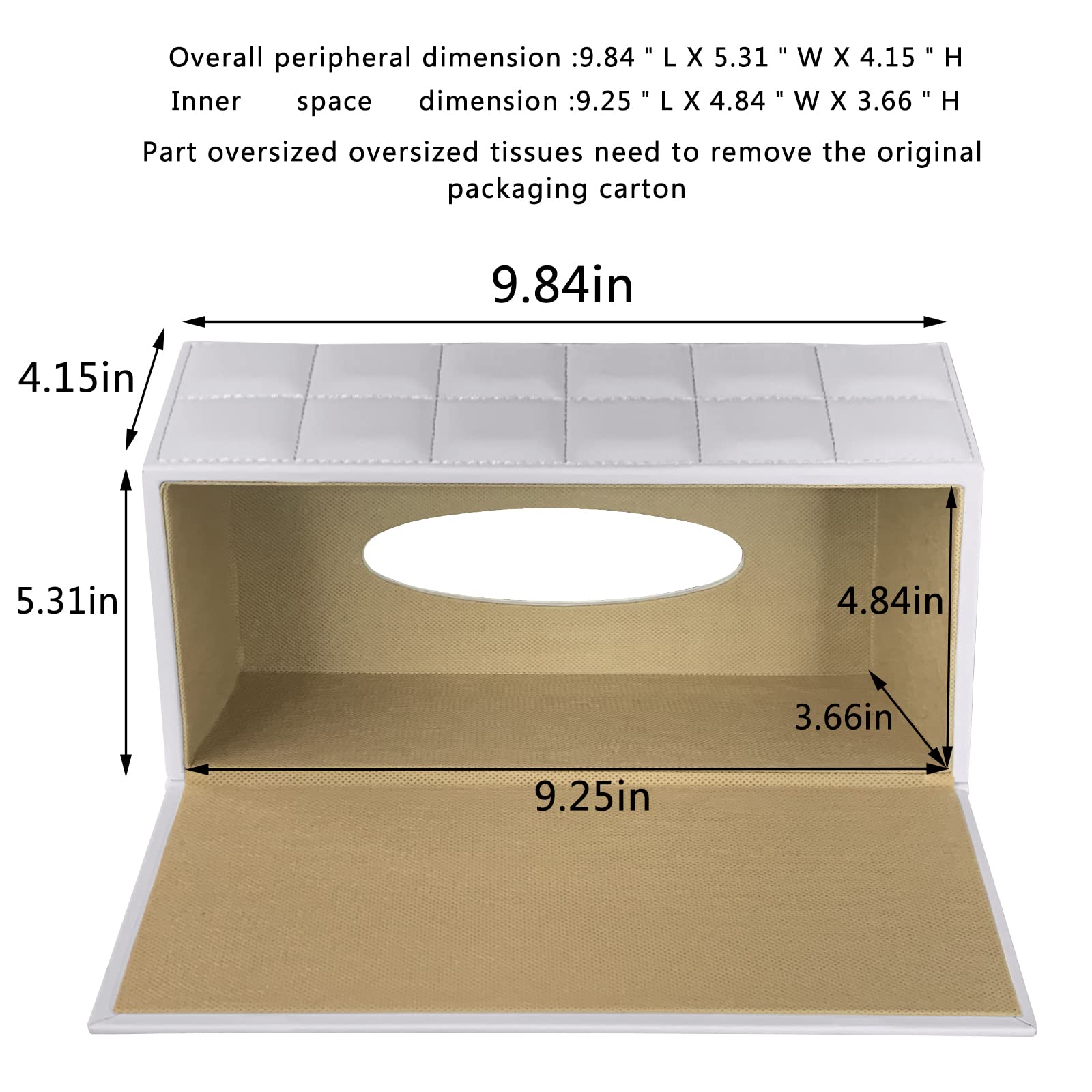 High-End Fashion Pu Leather Tissue Box Holder Cover Rectangular,Napkin Facial Tissues Cube Dispenser,Tissue Cover Decorative Con