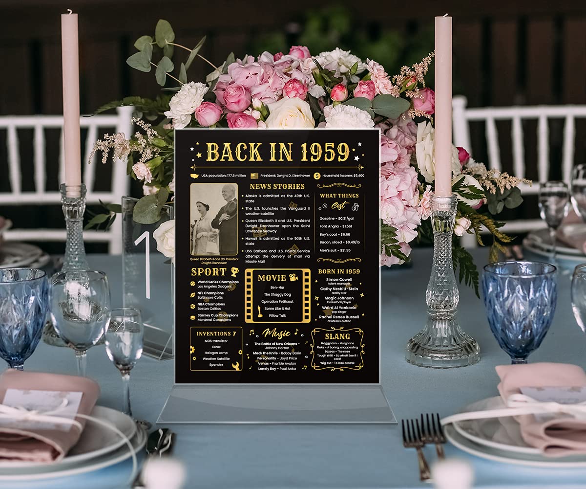 Back In 1959 Birthday Card - 65Th Birthday Gift For Women Or Men - 65Th Birthday Decoration For Her Or Him - Funny Table Centerp