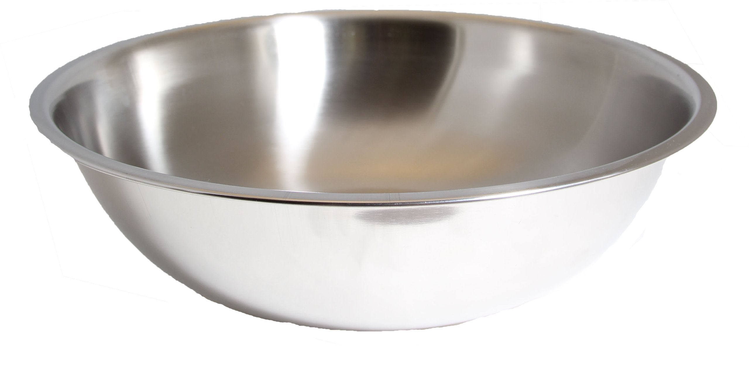 Set Of 2 - Large 16 Inch Wide Stainless Steel Flat Rim Flat Base Mixing Bowl