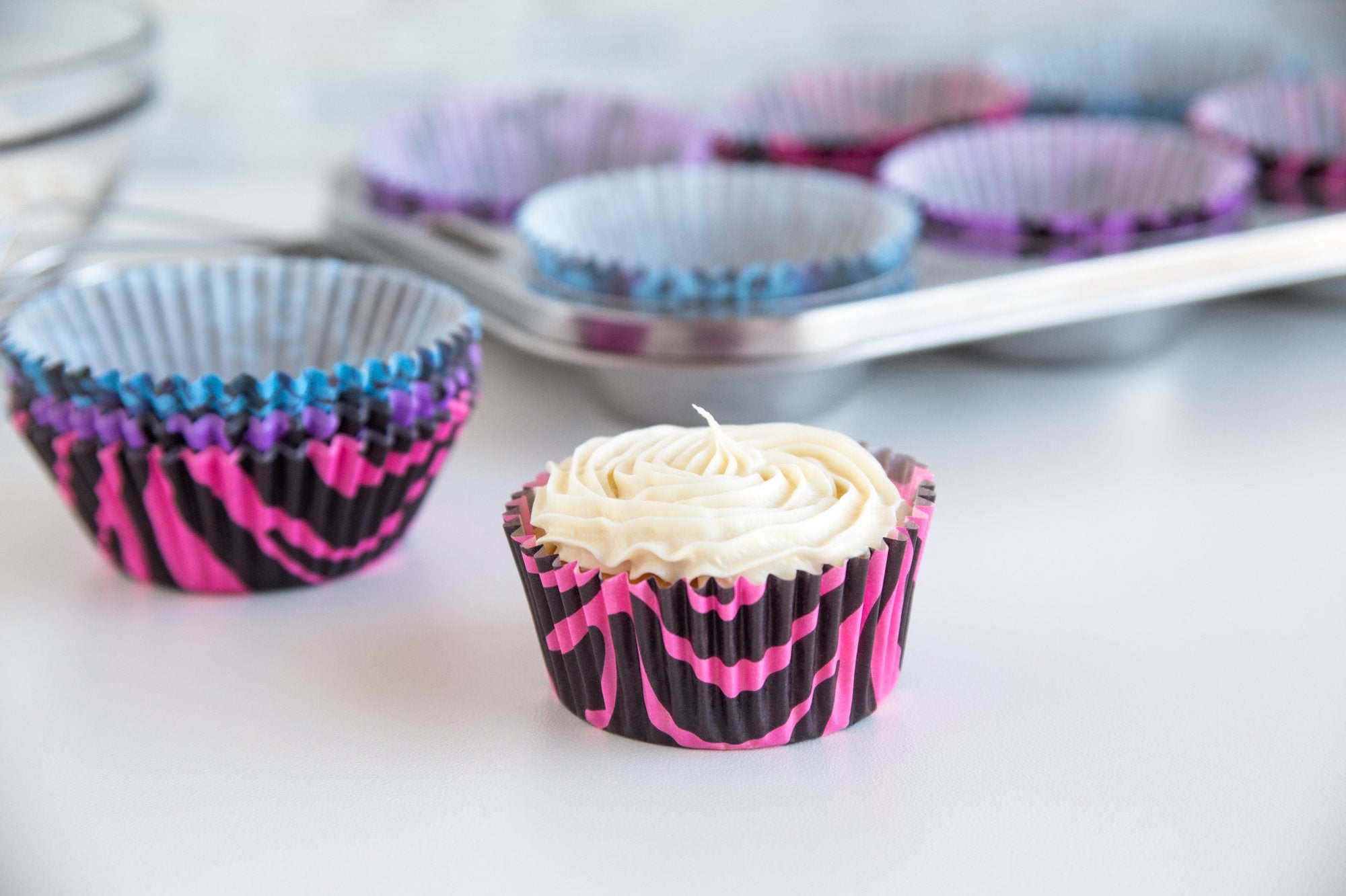 Fox Run Funky Animal Prints Bake Cup Set, 3 X 3 X 1.25 Inches, Multicolored