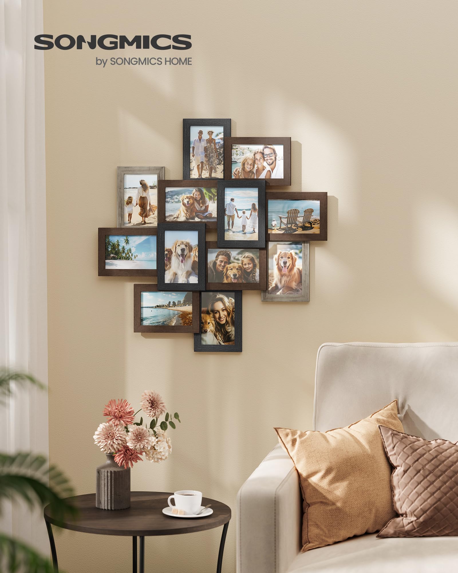 SONGMICS 4x6 Collage Picture Frames, 12-Pack Photo Collage Frame for Wall Decor, Glass Front, Assembly Required,Christmas Gift,