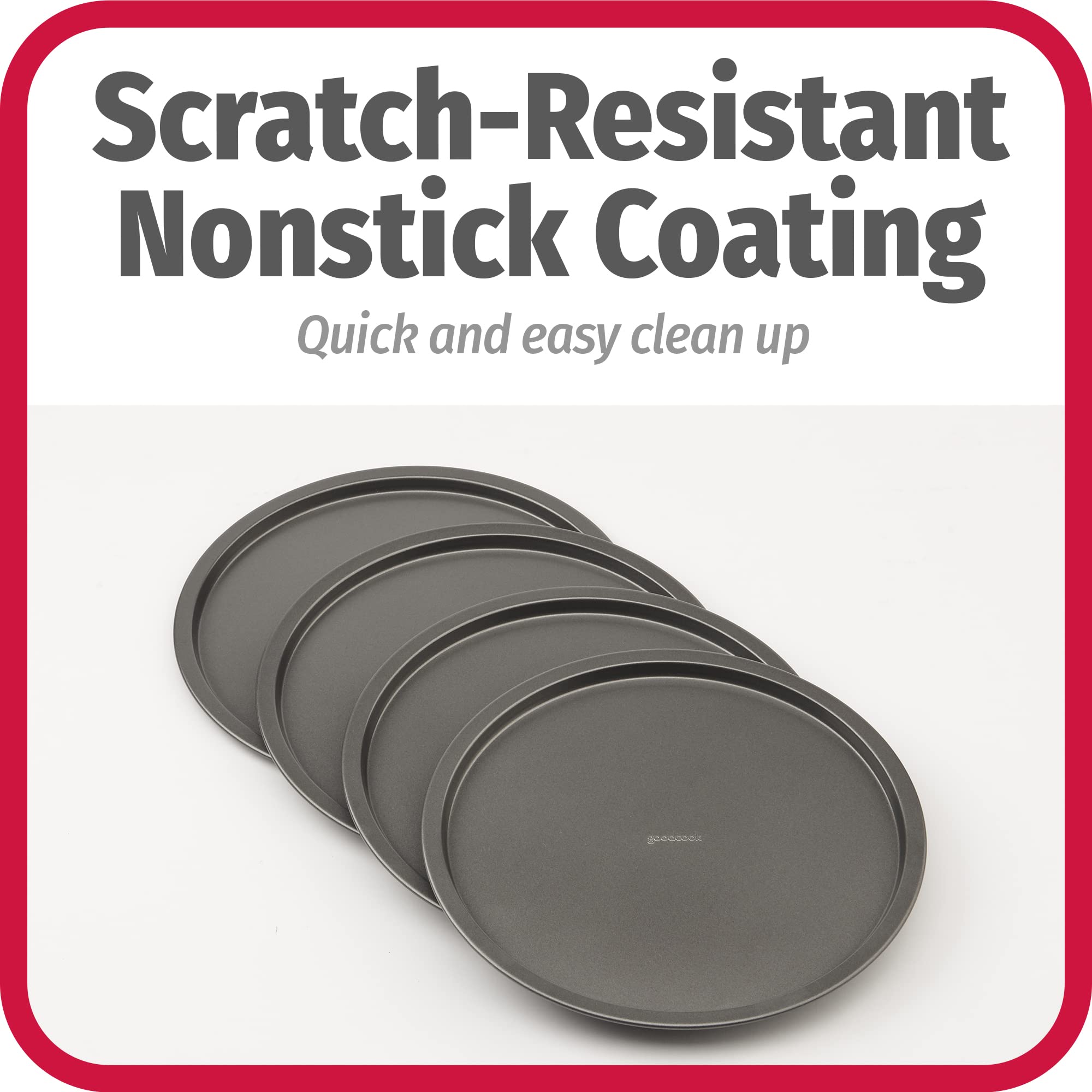 Goodcook Set Of 4 Nonstick Steel 10'' Personal Pizza Pans Set, Gray (4239)