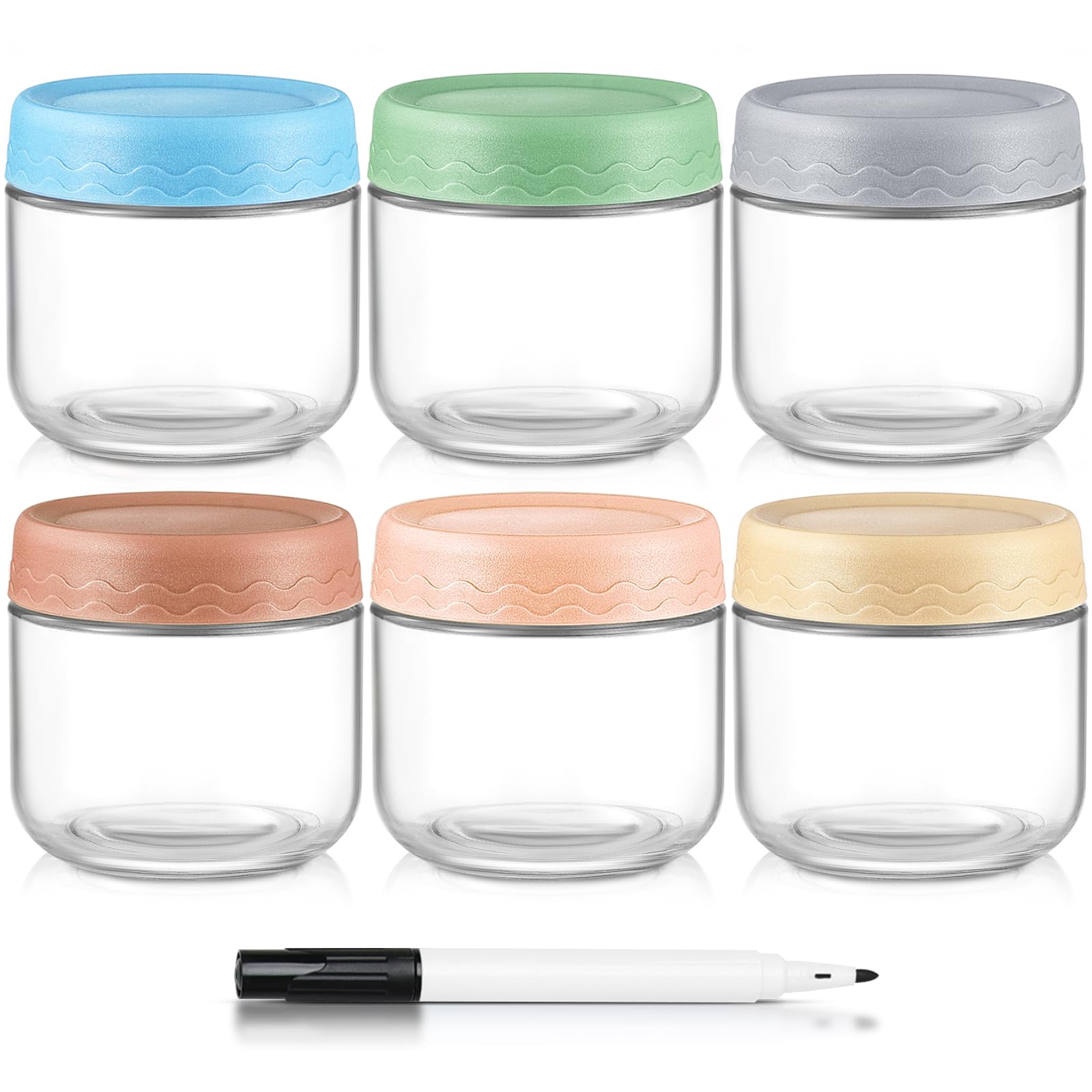 Drkio 10 Oz Overnight Oats Containers With Lids - 6 Pack Glass Storage Jars With Airtight Lids Wide Mouth Mason Food Jars Great 