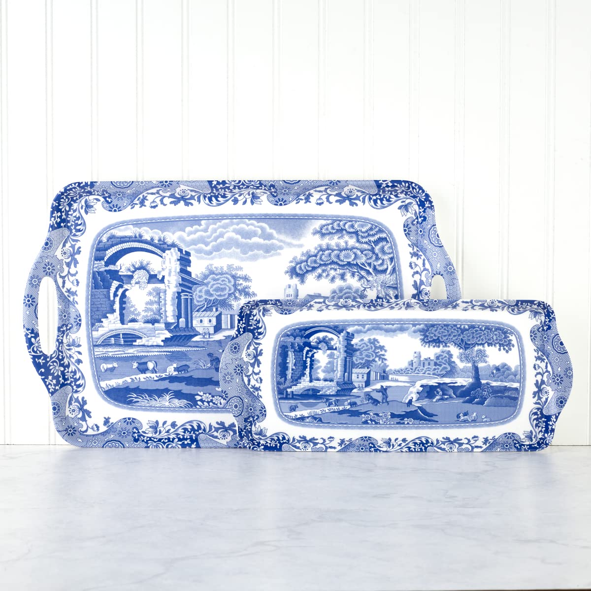 Pimpernel Spode Blue Italian Collection Sandwich Tray | Serving Platter | Crudit   And Appetizer Tray For Indoor And Outdoor Use
