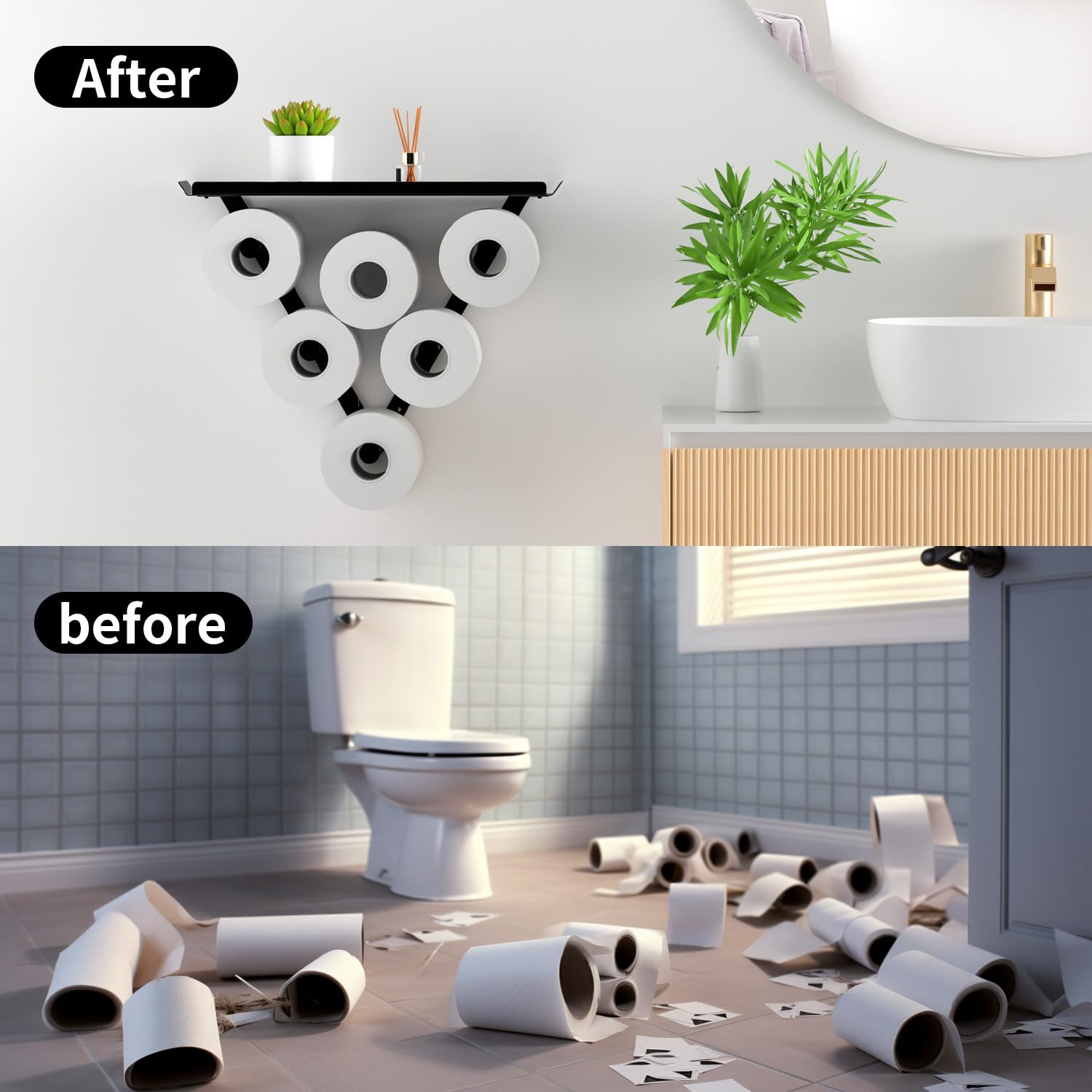 Toilet Paper Holder Rack, Funny Wall Mount Toilet Paper Storage For Extra 12 Rolls, Metal Wall Art Sculpture Bathroom Decor Tiss