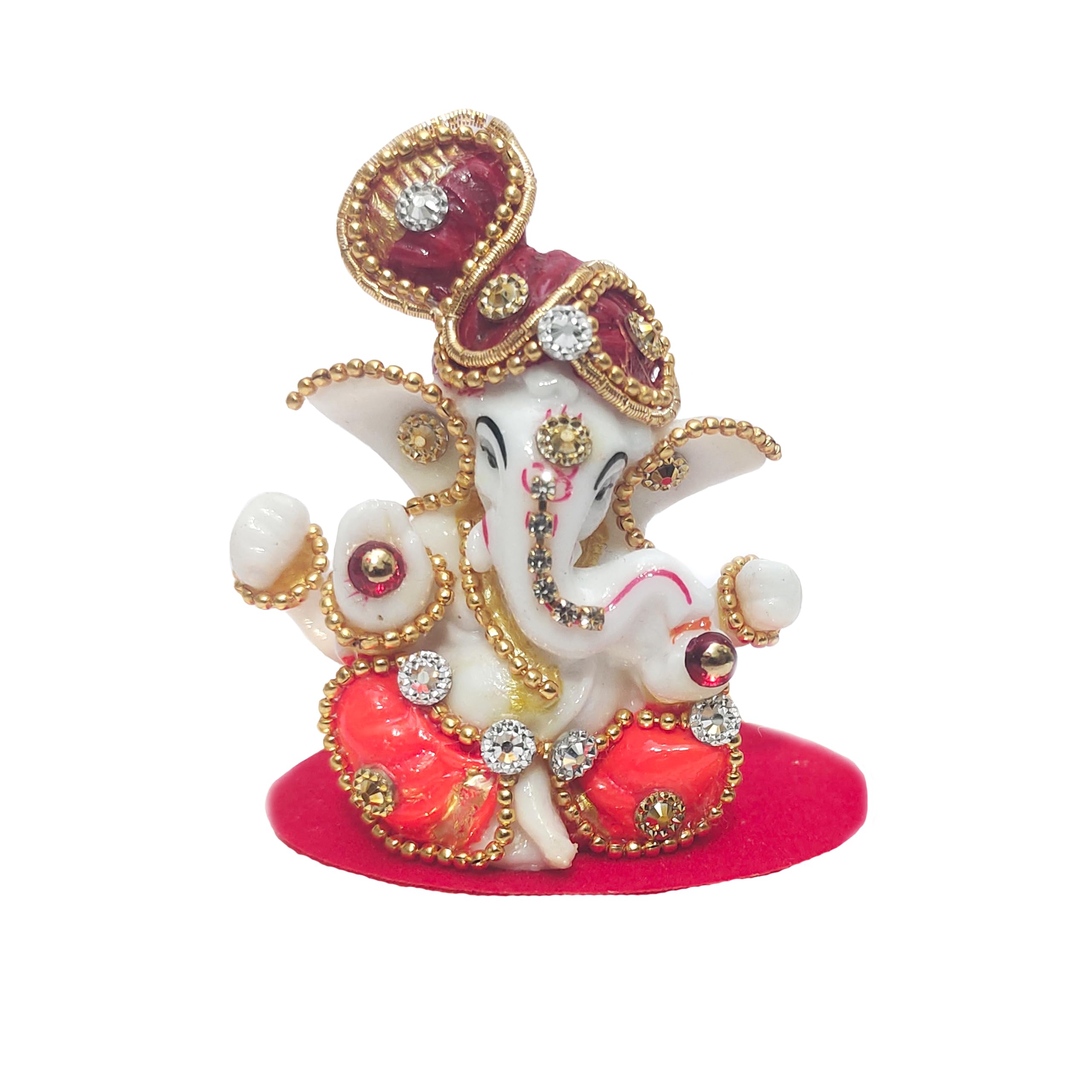 Primefair Gaddi Ganesh Idol For Car Dashboard Lord Ganesha Fiber Showpiece For Dash Decor, Home Gifts With Gold Plating (Ganesha
