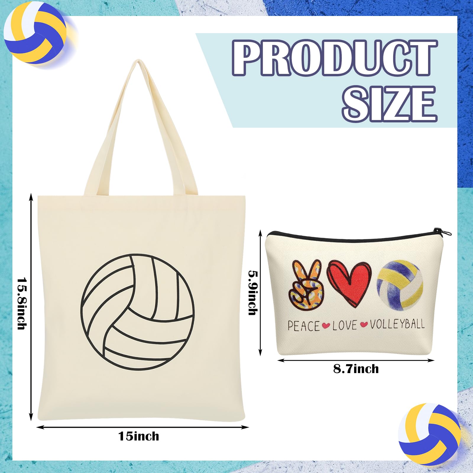 Chunful 6 Pcs Volleyball Gifts Set for Teen Girls & Women Team Essentials Accessories Include 16 oz Glass Jar Tumbler Canvas Tot