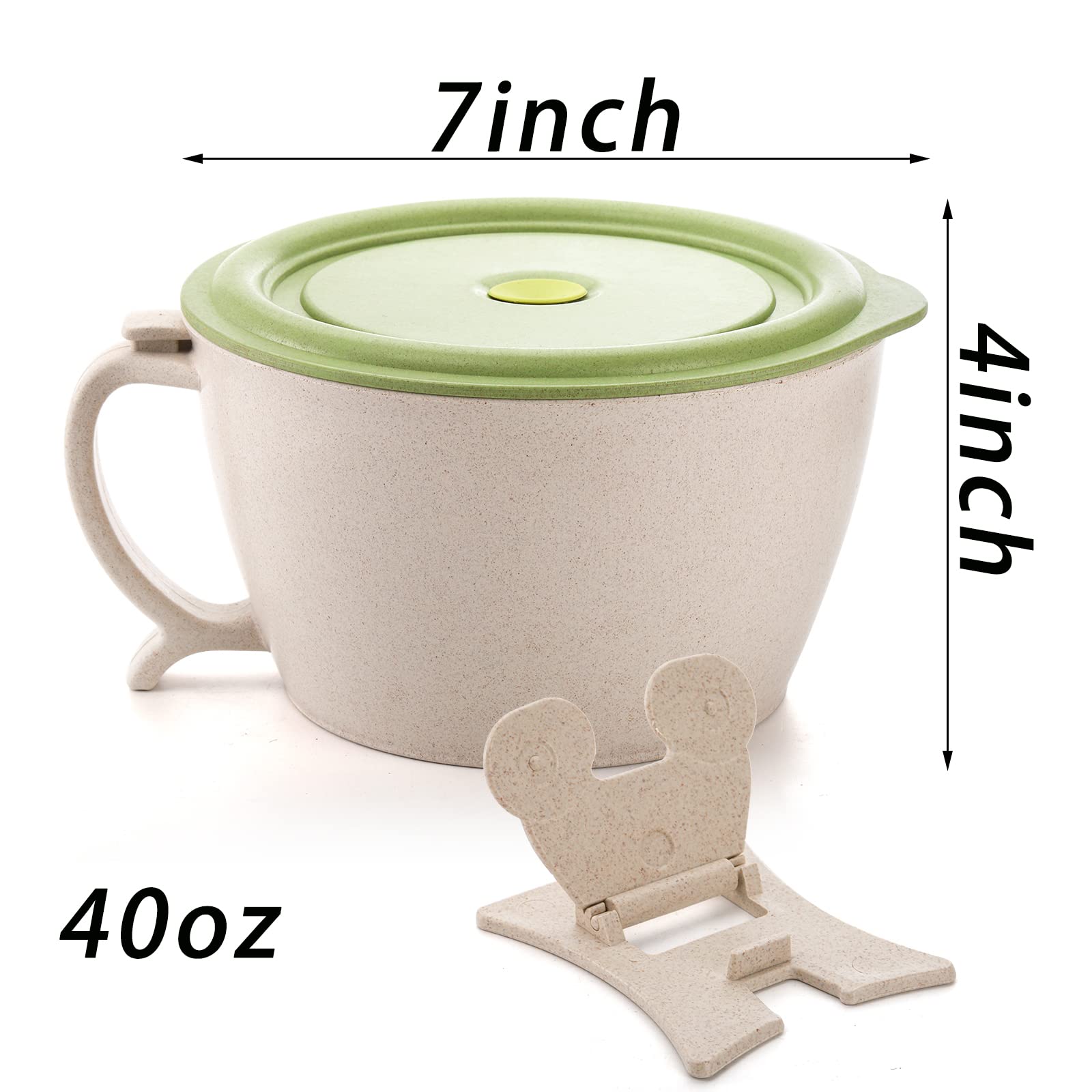 Soujoy 2 Pack Noodle Bowl With Lid, 40 Oz Large Microwave Wheat Straw Soup Bowl With Phone Holder, Instant Noodle Bowl For Soup,