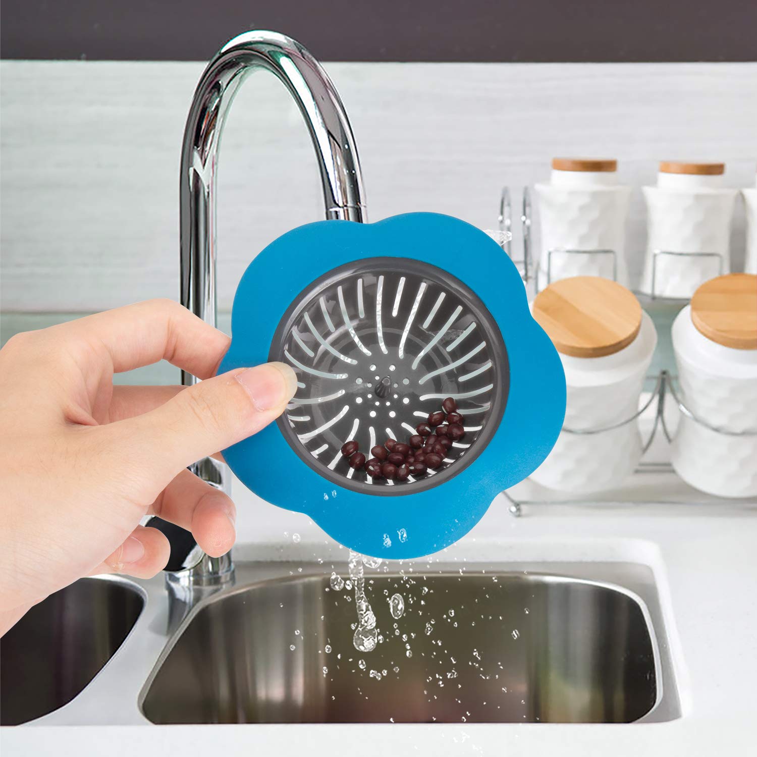 JIANYI Kitchen Sink Strainer  4PCS Silicone Sink Strainer  Large Wide Rim 4.5'' Diameter Sink Drain Strainer for Kitchen Sink - Multicolor