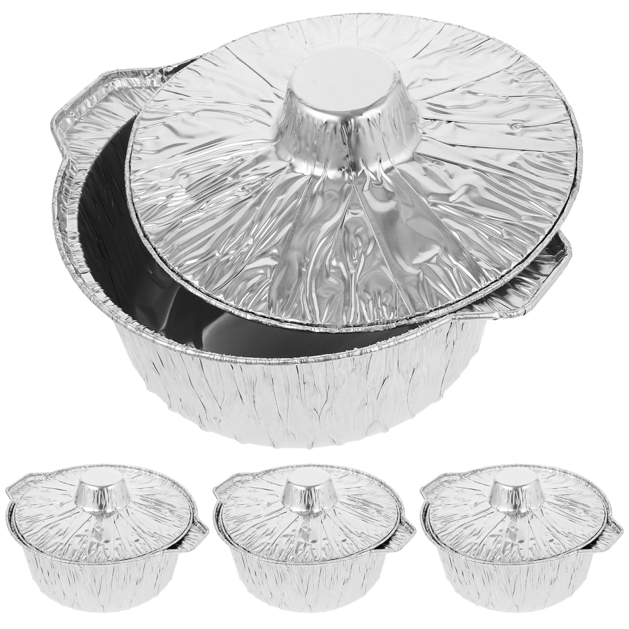 Baluue 6 Pack Disposable Aluminum Foil Pots 10.03 X 8.66 X 3.74 in Recyclable Food Containers for Bbq Camping Baking Oven Microw