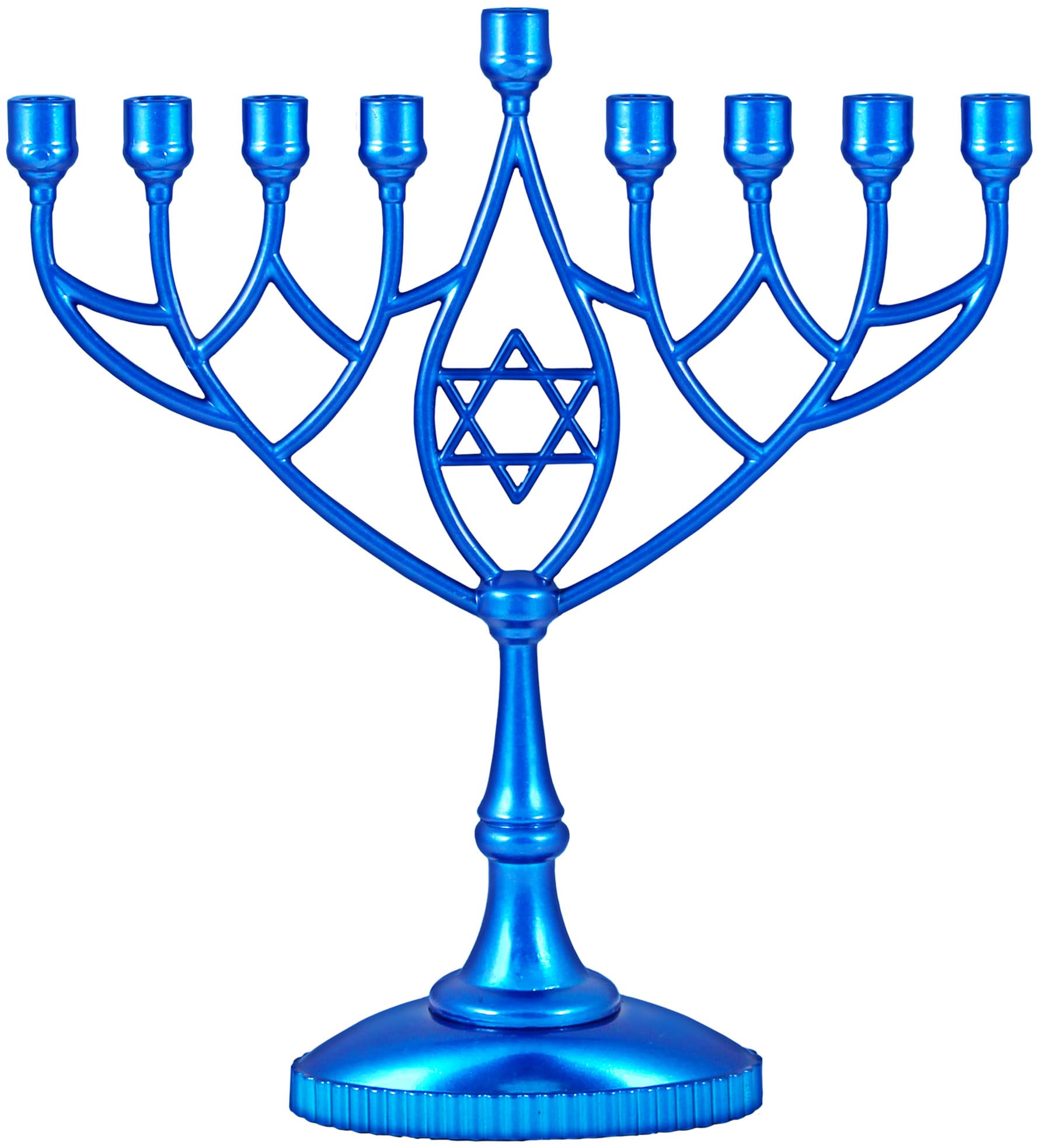 Zion Judaica Classic Geometric Menorah Chanukiah 9 Silver Plated Chanukah Candle Minorah Fits Standard Hanukkah Candles Traditio