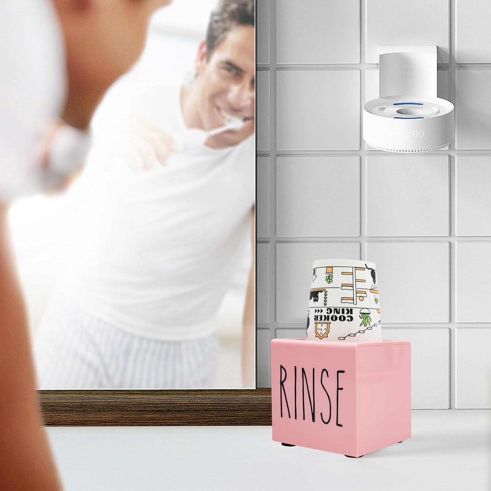 Pink Acrylic Dixie Cup Dispenser, Disposable Paper Cup Dispenser Storage Holder, 3/5 Oz Dixie Cup Holder, Bathroom Paper Cup Rin