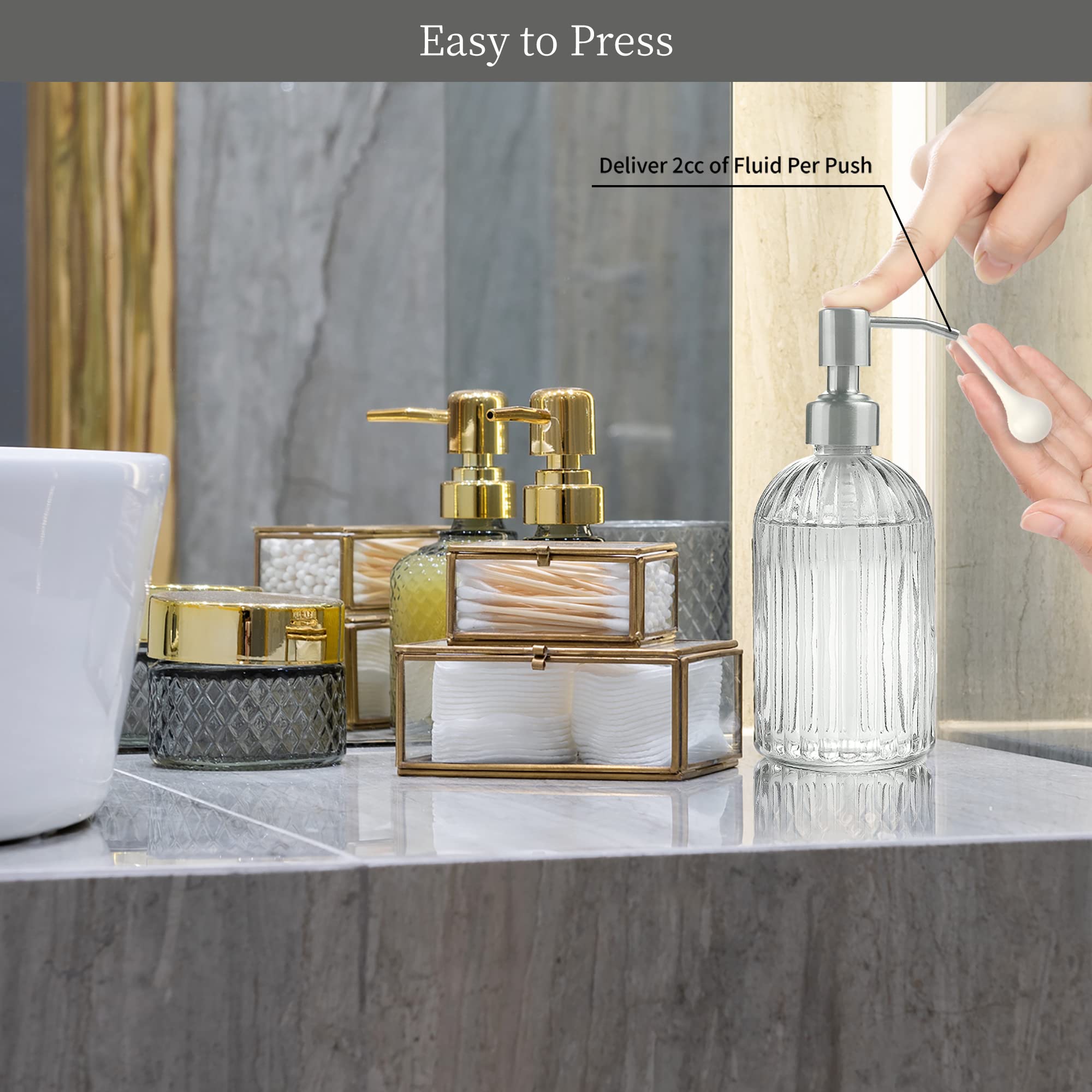 6 Pack Soap Dispenser Pump Replacement, 304 Rust Proof Stainless Steel Soap Dispenser Lids For Regular 28/400 Neck Bottles, Soap