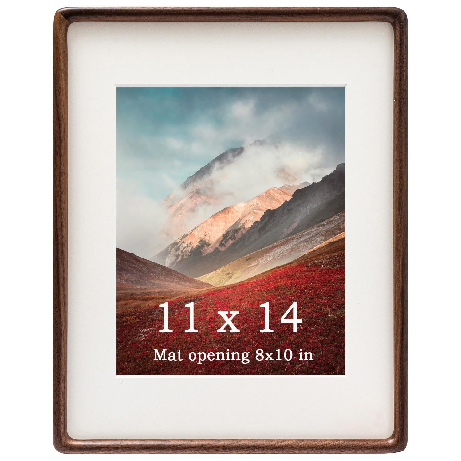 Zibrelte 20x20 Frame Natural, Solid Walnut Wood 20x20 Picture Frame with Mat for 16 x 16 Image, Wall Gallery Mounting Large Post