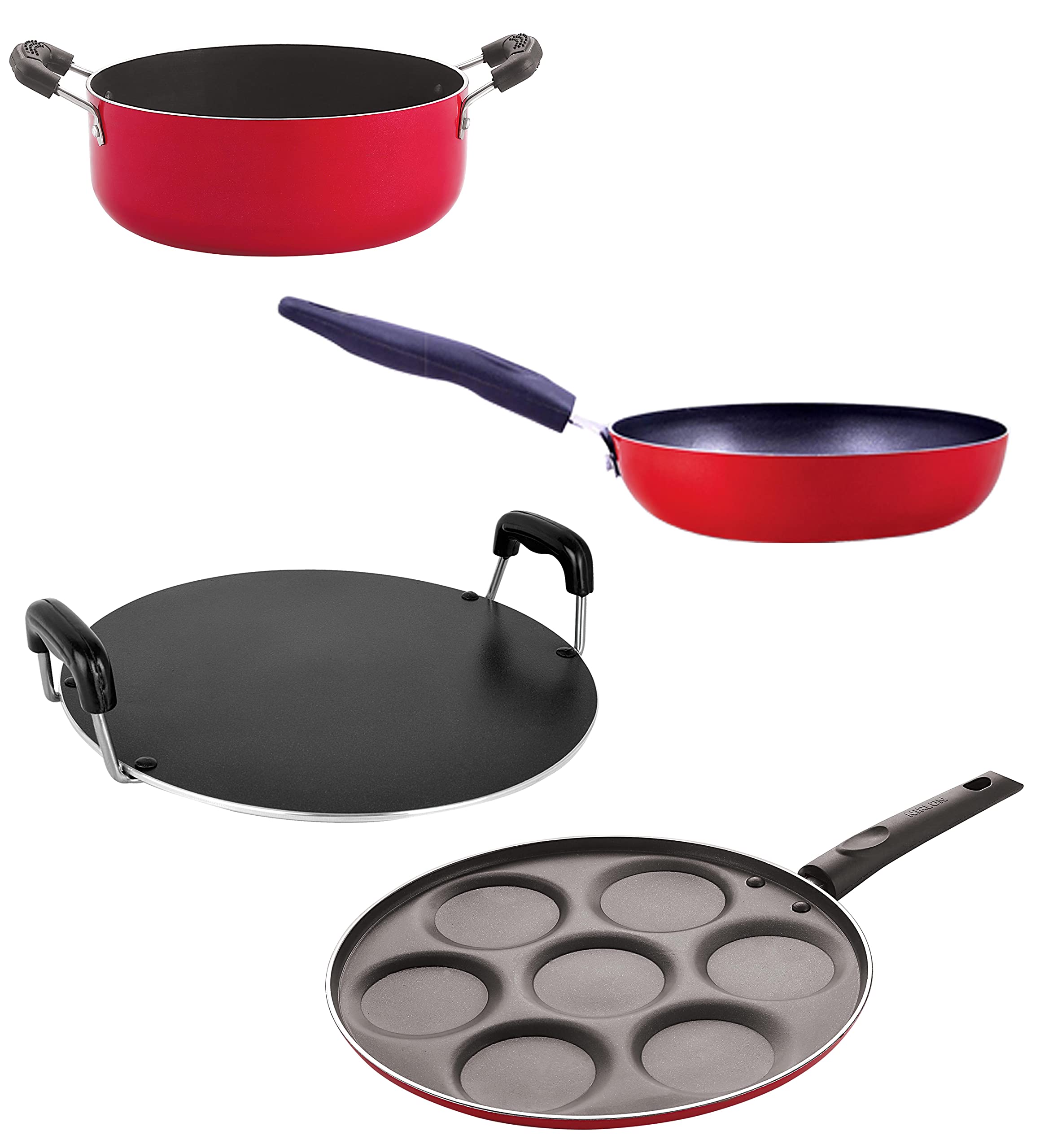Nirlon Non Stick Cookware Kitchen Accessories For Cooking Combo Set, 4 Pieces(Cvg_Rt_Up7_Cs24)