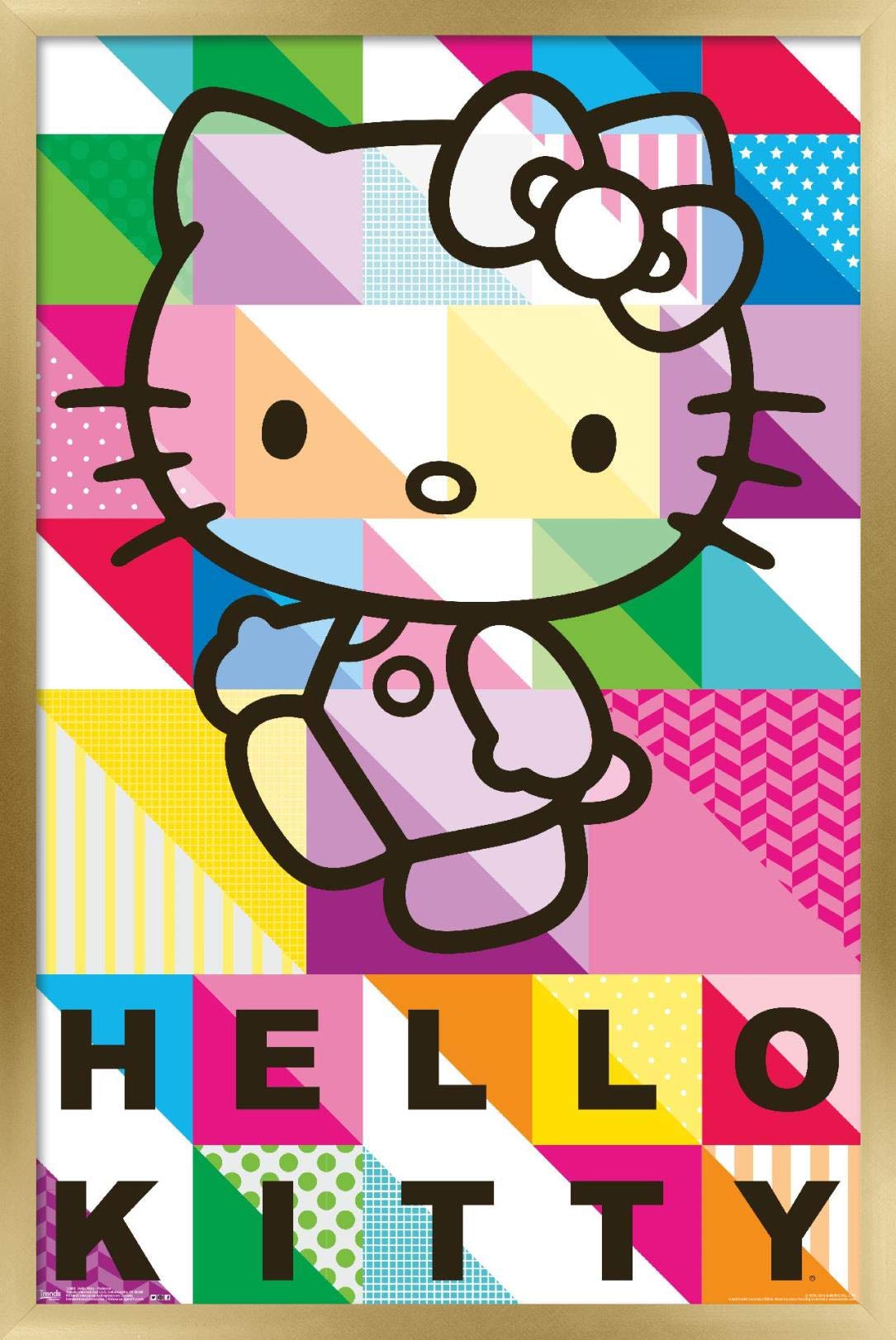 Trends International Hello Kitty - Patterns Wall Poster, 14.725'' X 22.375'', Gold Framed Version