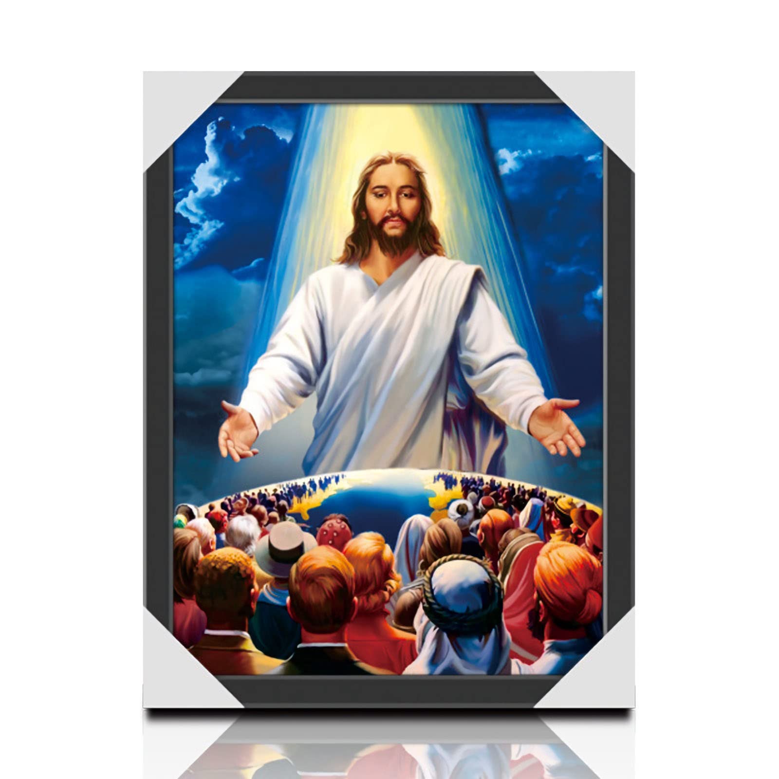 Rileyson Divine Mercy Jesus Christ 3D Picture, Holographic Poster Jesus Painting, Religious Christian Holy Wall Art Decor For Ho