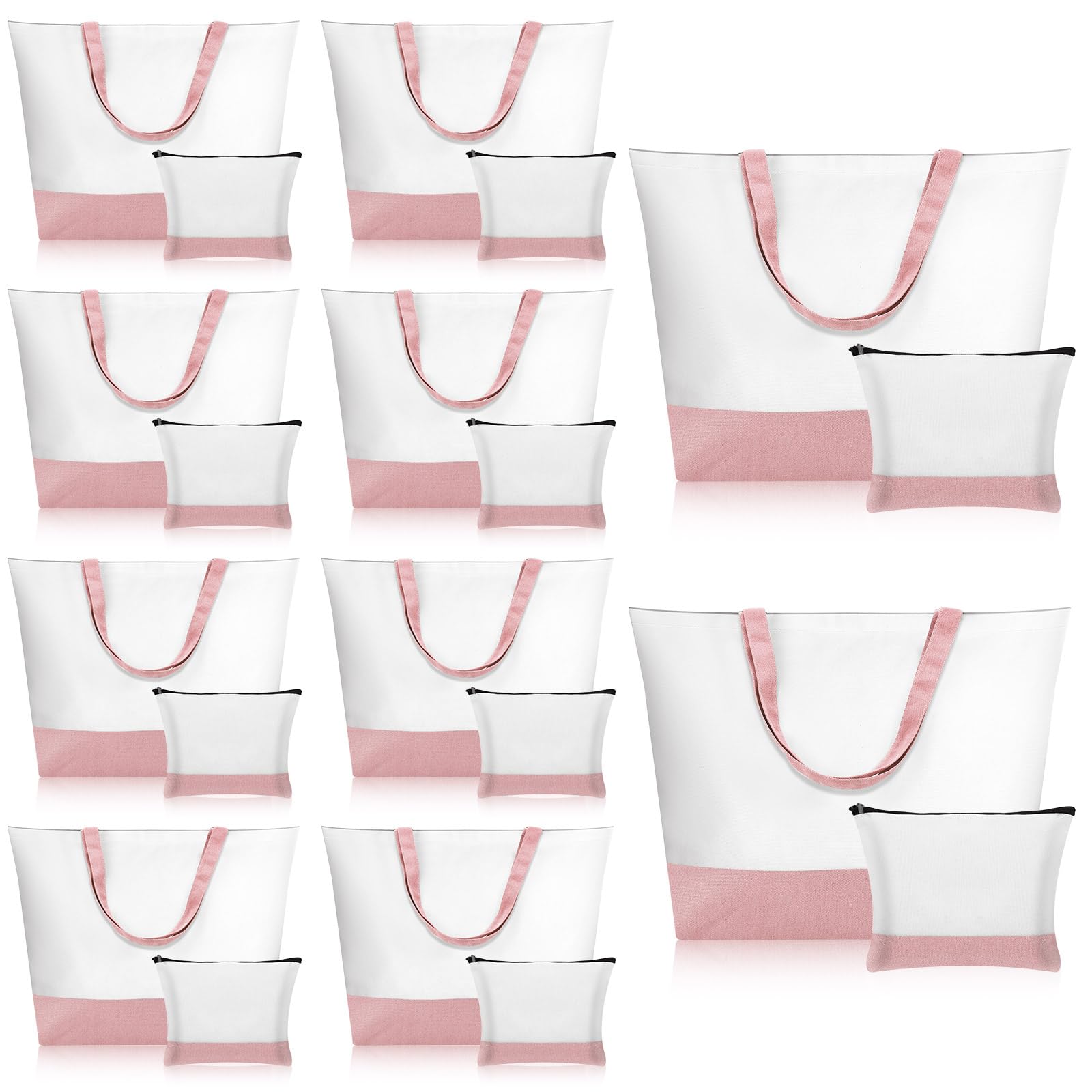Sanwuta Blank Canvas Tote Bags Makeup Bags, Pink, 20 Pcs
