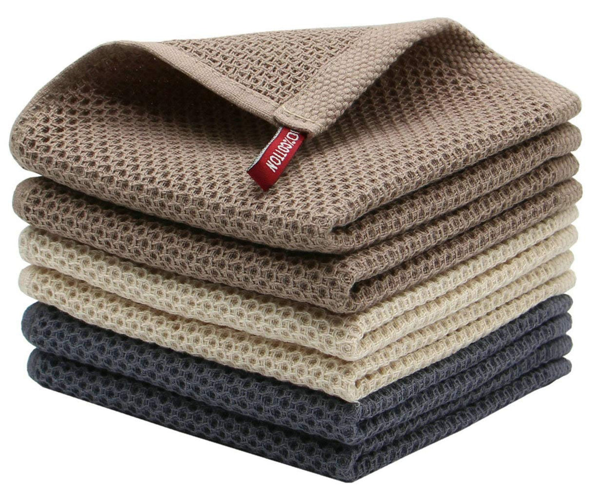Mia'Sdream Natural Cotton Tidy Dish Cloths Rags,Waffle Weave Kitchen T ...