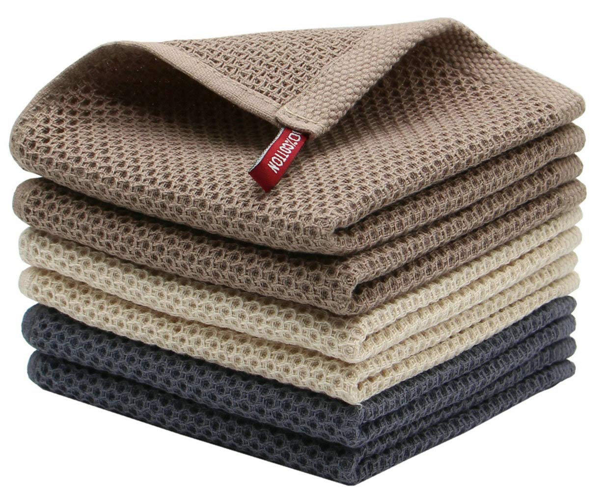 Mia'Sdream Natural Cotton Tidy Dish Cloths Rags,Waffle Weave Kitchen Towels And Dishcloths Sets, Soft And Absorbent Hand Towel W