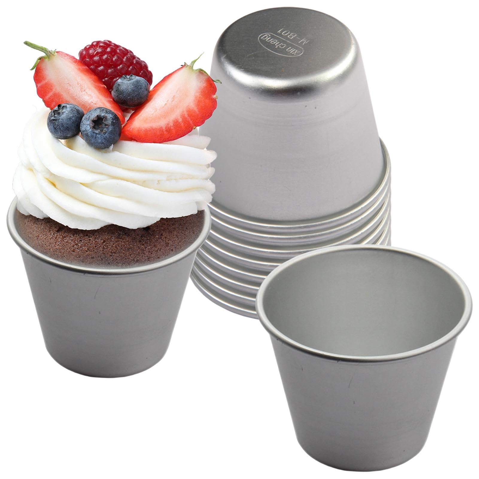 10pcs Popover Pan, Aluminium Muffin Mold Pudding Cup, Individual Flan Mold