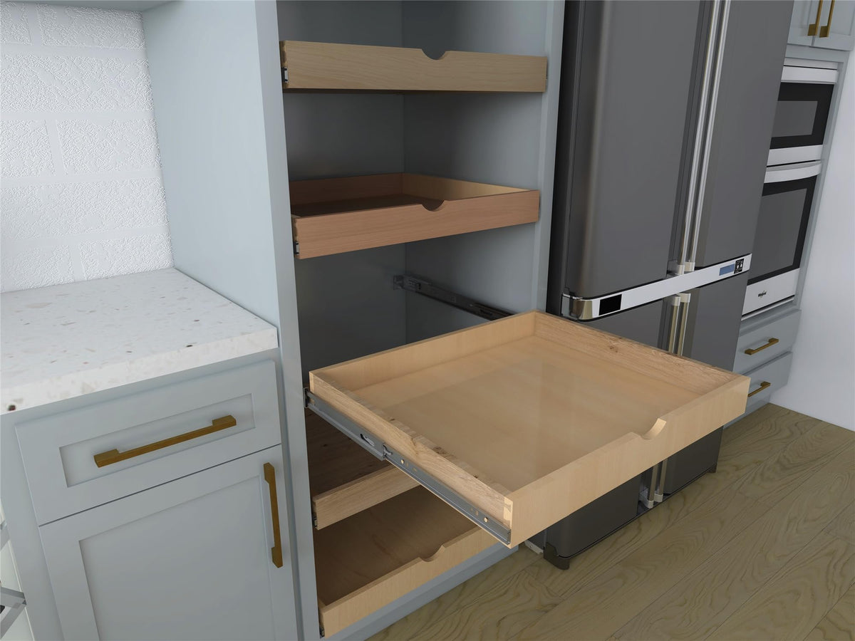 26'' Width Drawer Roll Wood Tray Drawer Box Kitchen Organizer Cabinet Slide Out Shelve, Pull-Out Shelf, Pantry Organization & St