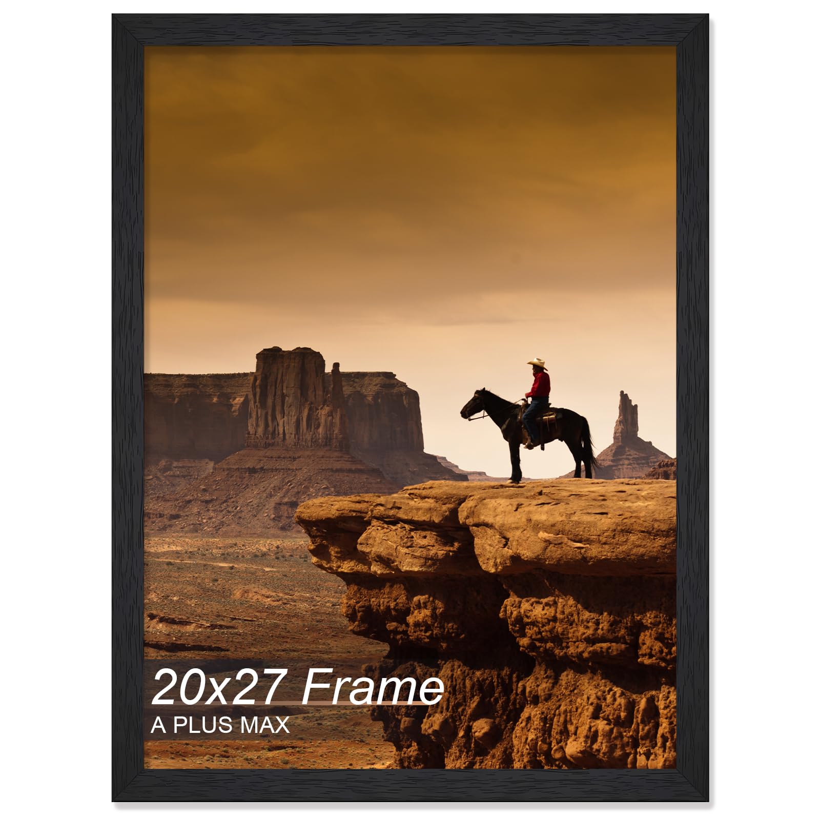 A PLUS MAX 20x27 Frame, Black Engineered Wood Picture Frame for 20 x 27 Inch Puzzle Poster Photo, Light Weight 20 by 27 Poster F