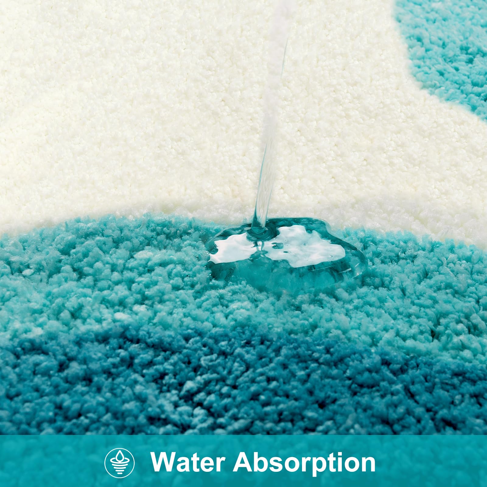 Haocoo Irregular Shape Bathroom Rug Runner, 18X47 Inch Soft Aqua Gradient Non Slip Bathtub Mat,Microfiber Washable Runner Rug Ro