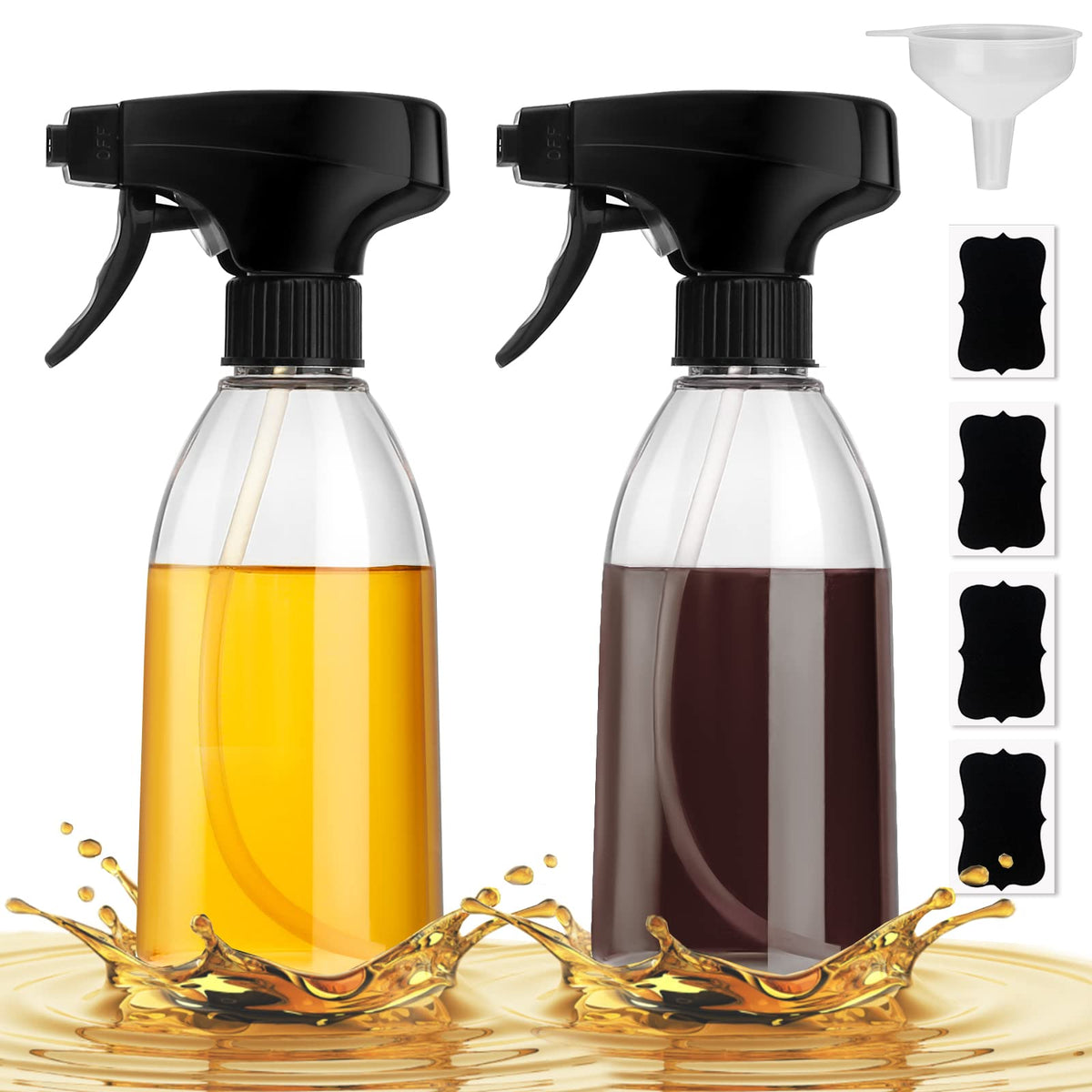 Gmisun Oil Sprayer For Cooking, 2 Pack Olive Oil Spray Bottle, 10 Fl Oz Food-Grade Plastic Oil Spritzer Mister, Refillable Oil D