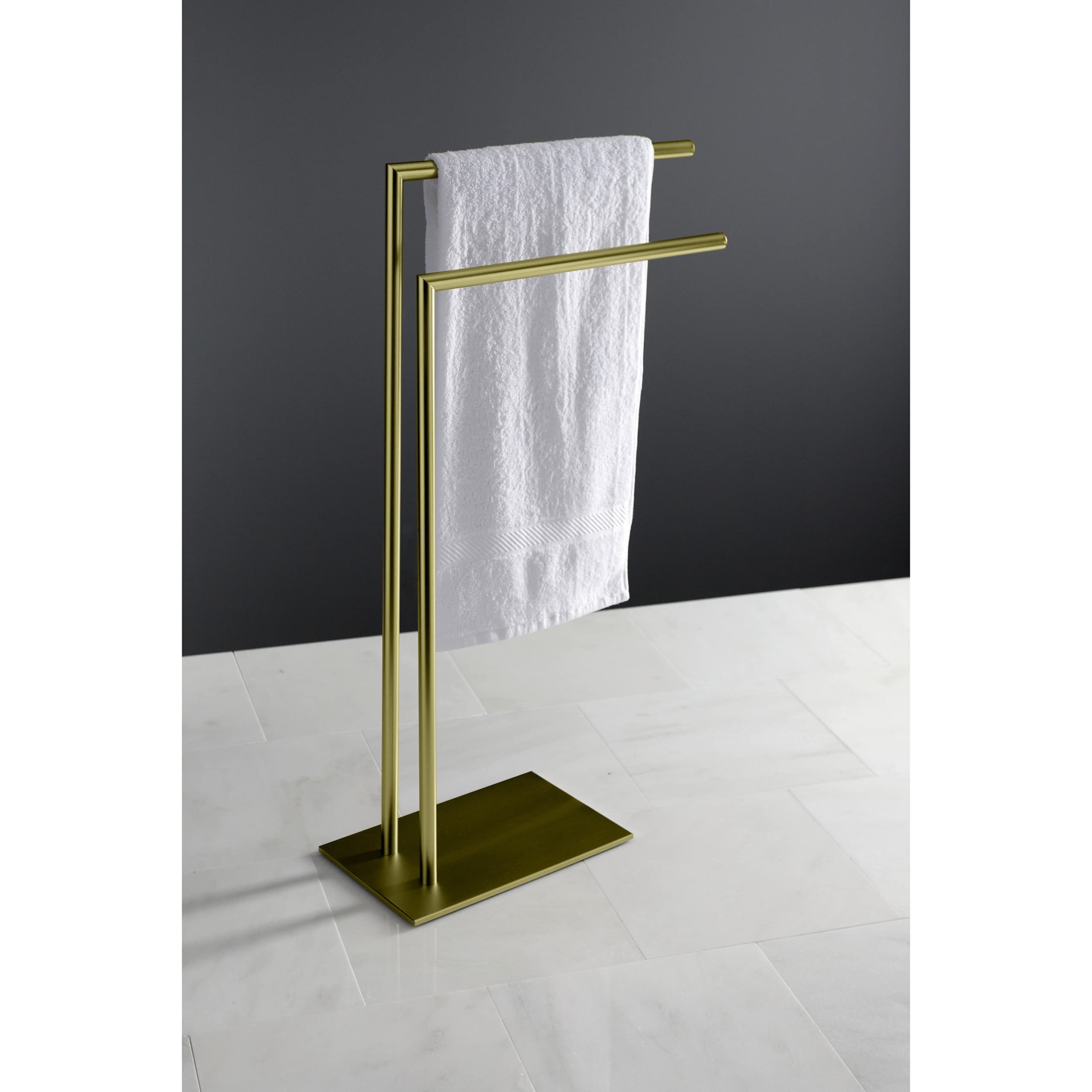Kingston Brass Scc8327 Edenscape Freestanding Dual -Towel Rack, Brushed Brass