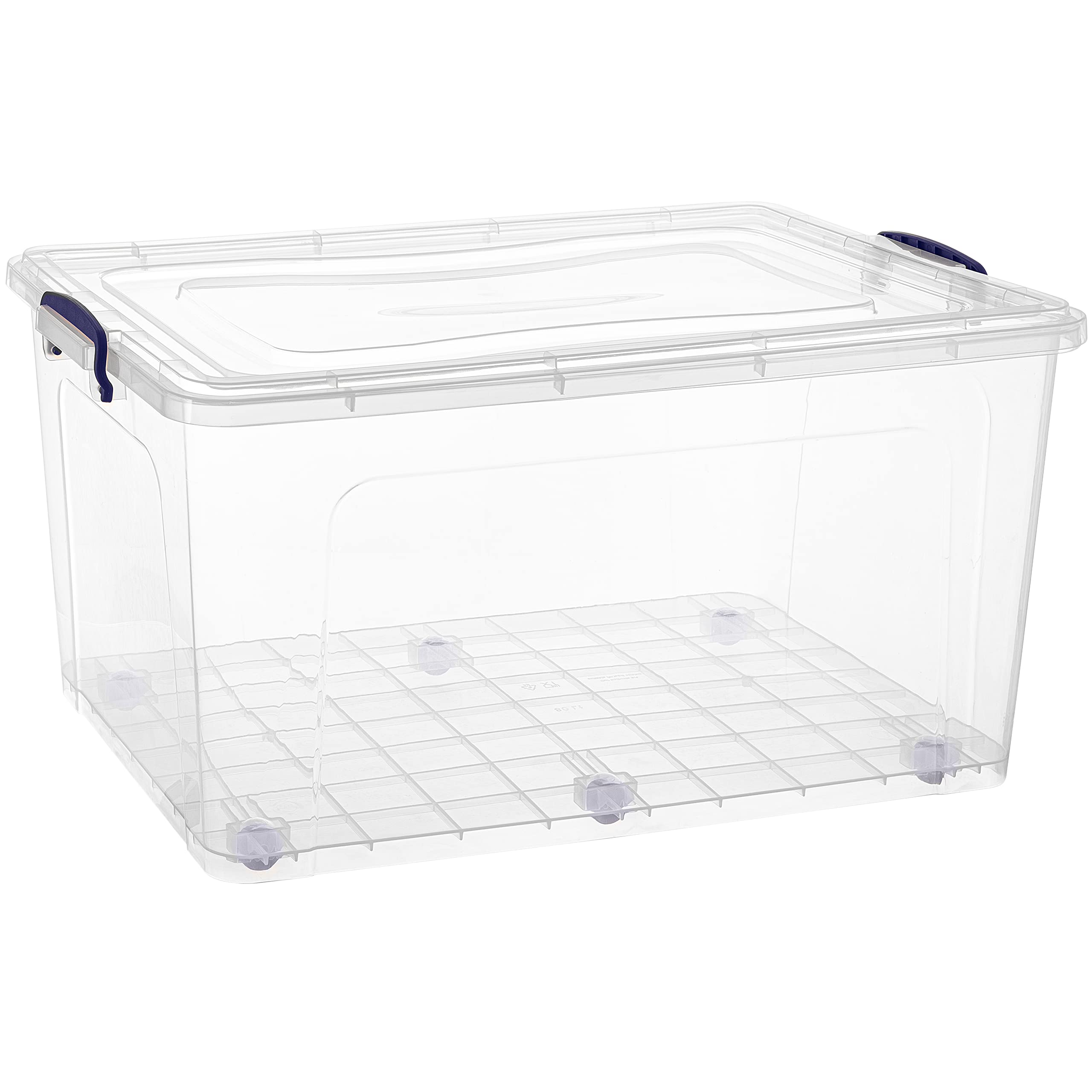 Superio Clear Storage Box with Wheels, 85 Qt Heavy Duty Container with Lid, Stackable Rolling Bin for Home, Garage, Closet Organ