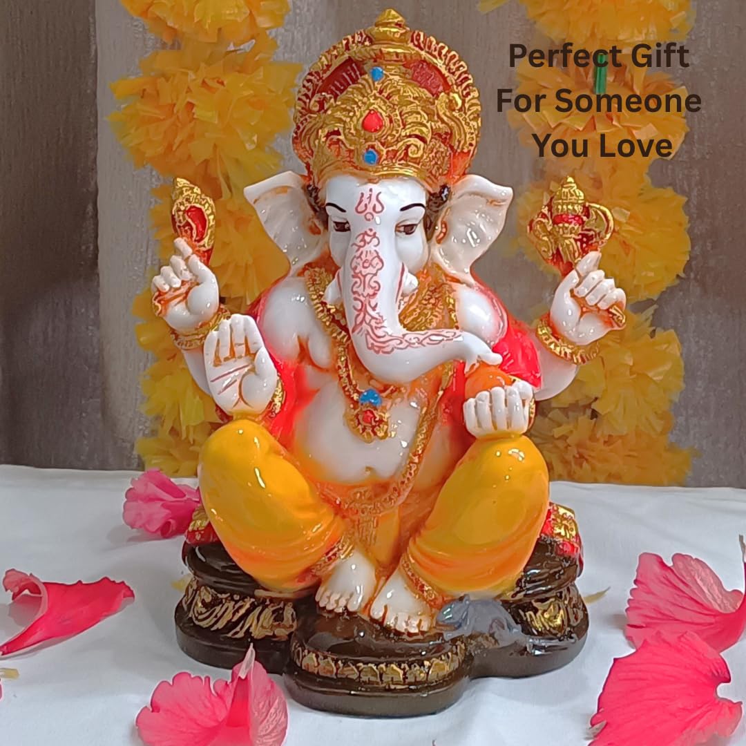 Apnimarket 6.5 Ganesha Idols By Jaipur Karigars | Living Room Ganesh Idol | Ganpati Murti For Home Decoration | Handcrafted Vina