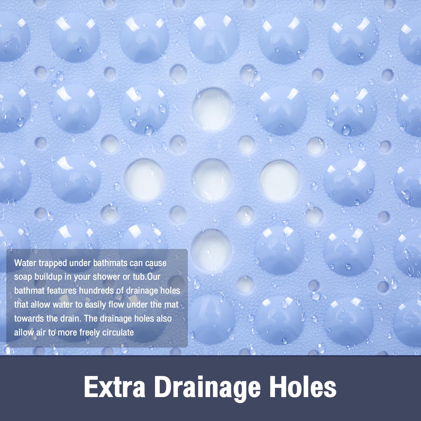 Naoloture Square Shower Bathtub Mat Non Slip For Inside Shower Light Blue 21X21 Inch, Shower Stall Mats For Bathroom Floor, Soft