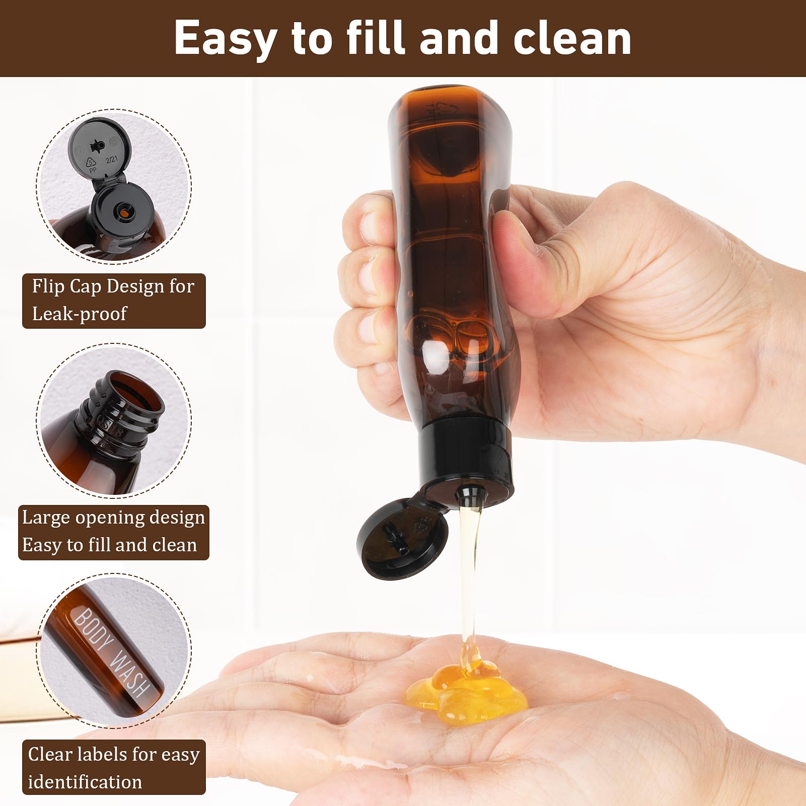 Travel Bottles For Toiletries 6 Pcs 3.4Oz/100Ml Travel Size Containers Plastic Lotion Bottles Tsa Approved Leak Proof Squeeze Bo